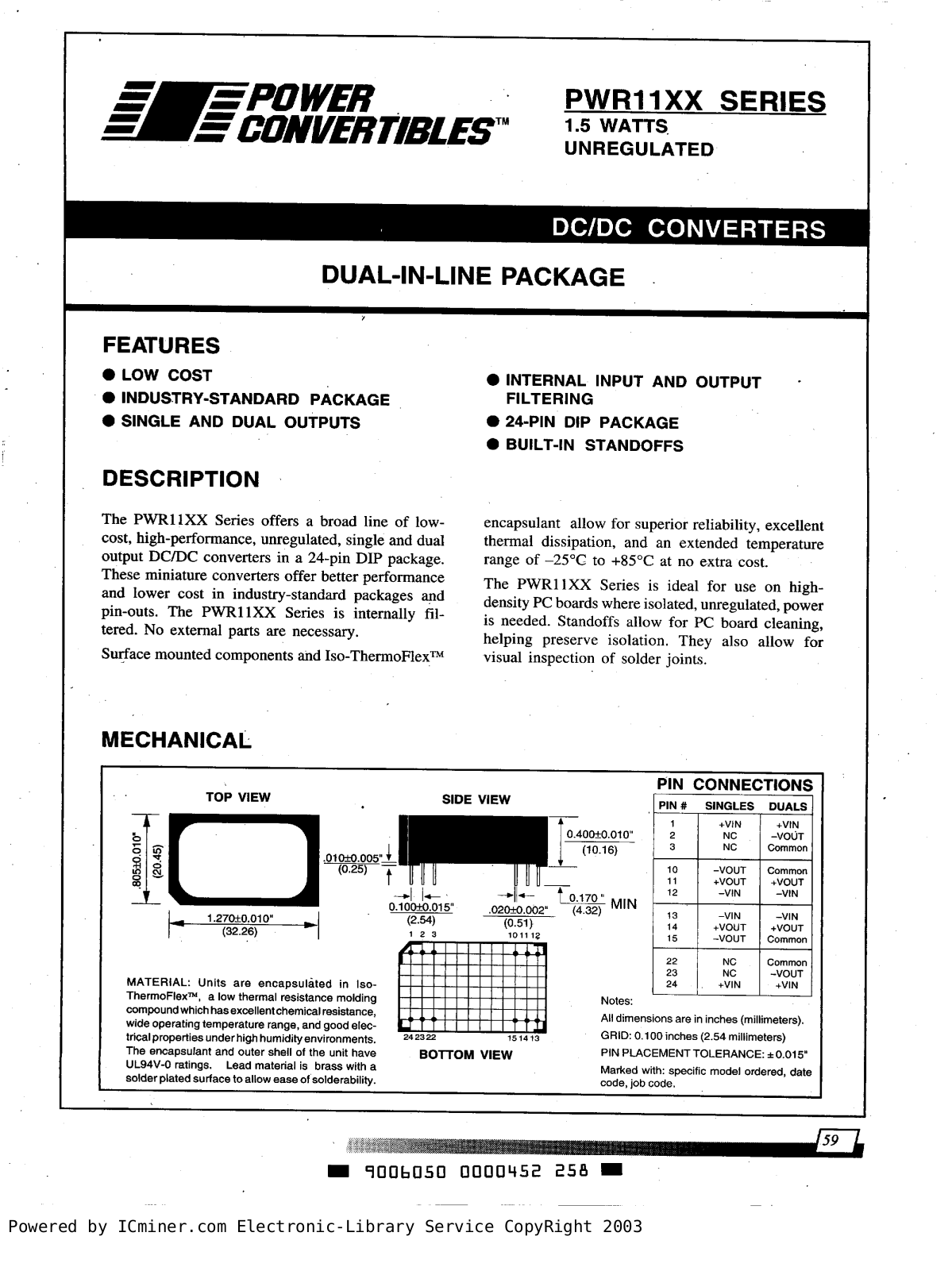 Power RWR 11 Technical data