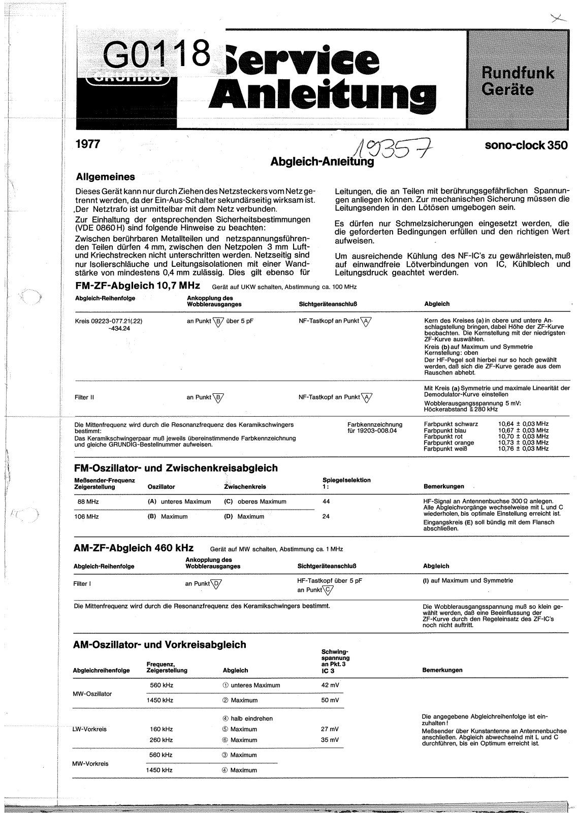 Grundig Sonoclock-350 Service Manual