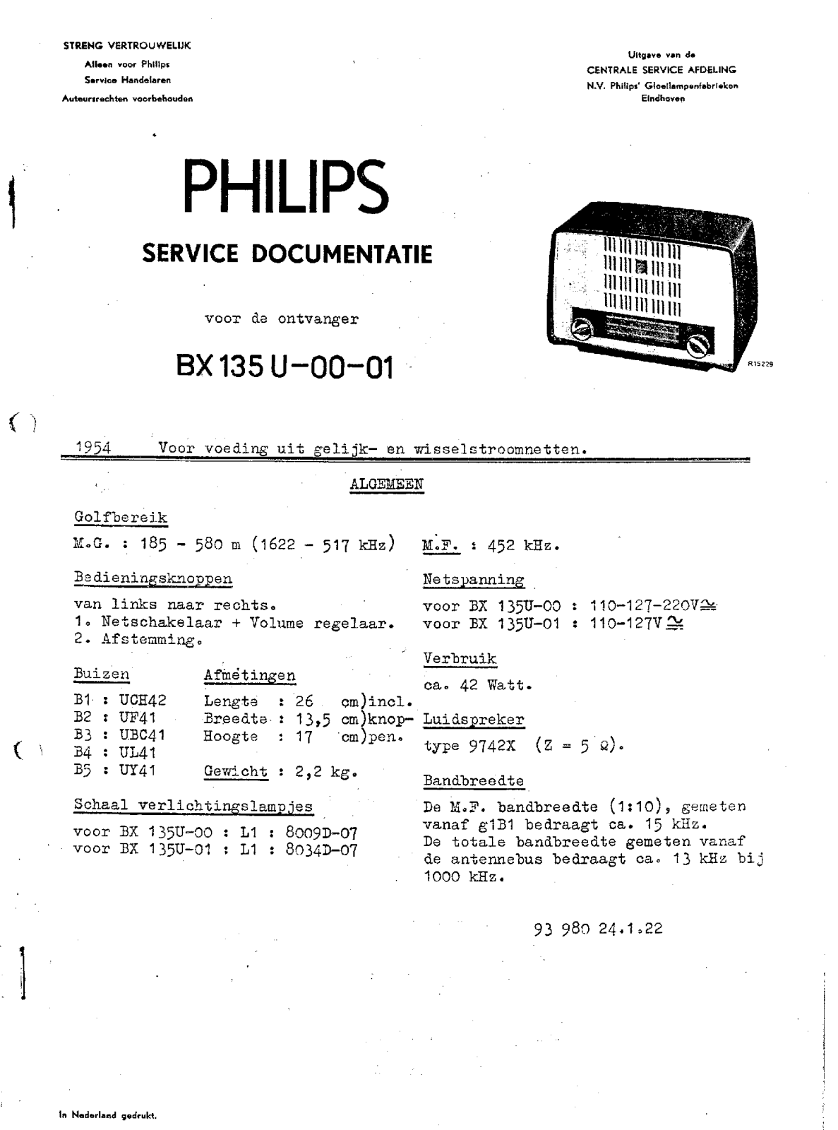 Philips BX135U Schematic
