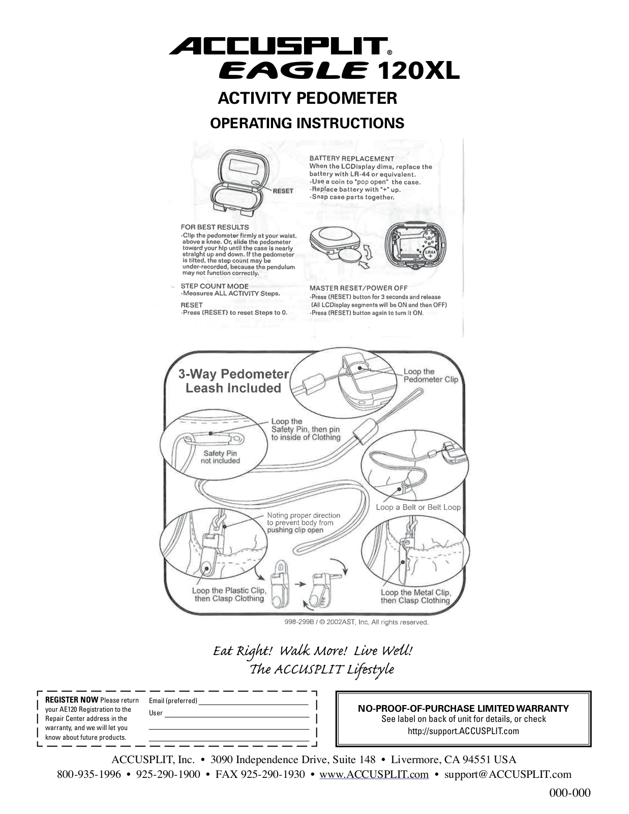 Accusplit 120XL User Manual