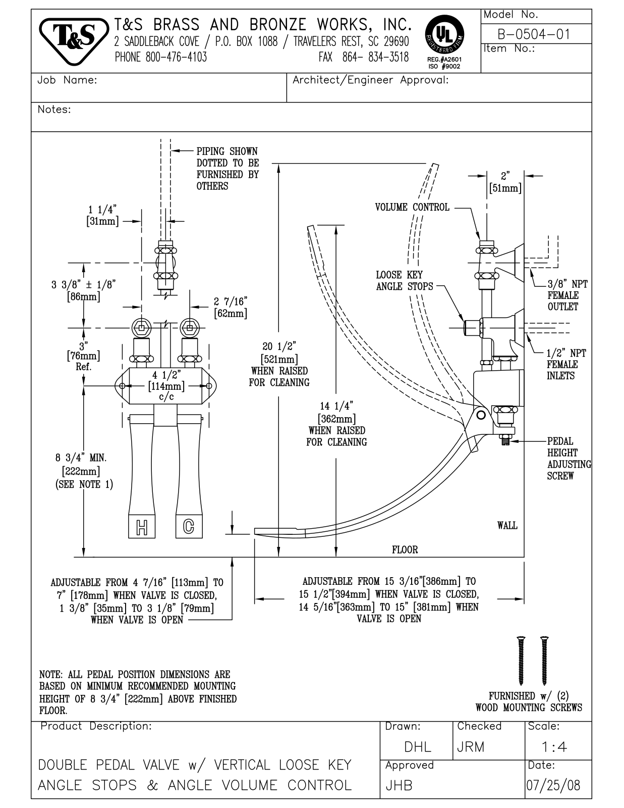 T & S Brass & Bronze Works B-0504-01 General Manual