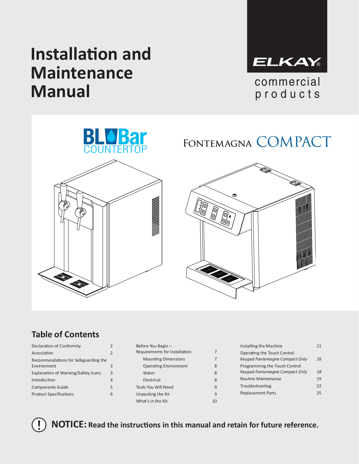 Elkay DSFCF180UVK Owner’s Manual