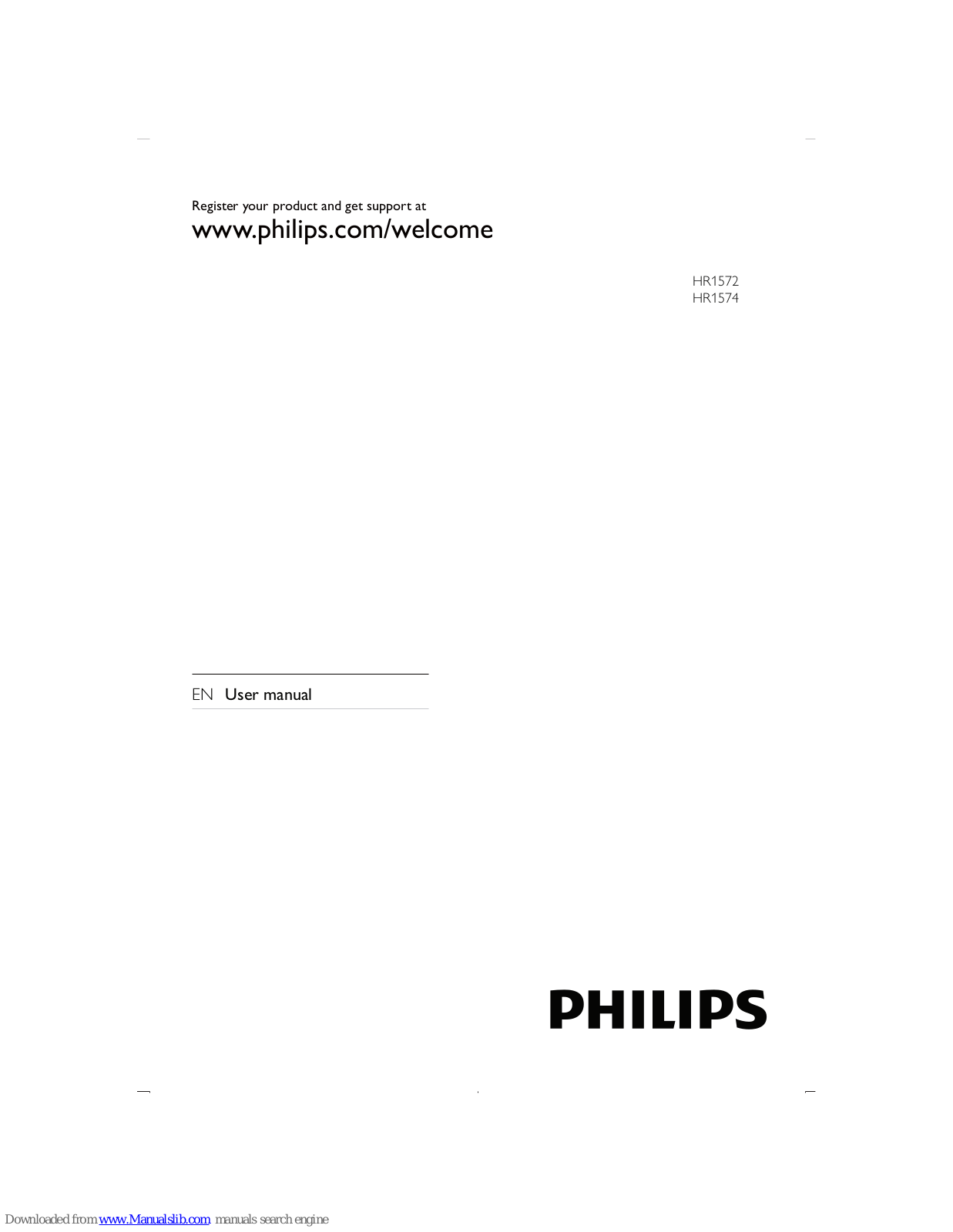 Philips HR1572/50, HR1574/51, HR1574/50, HR1572/40, HR1572/20 User Manual