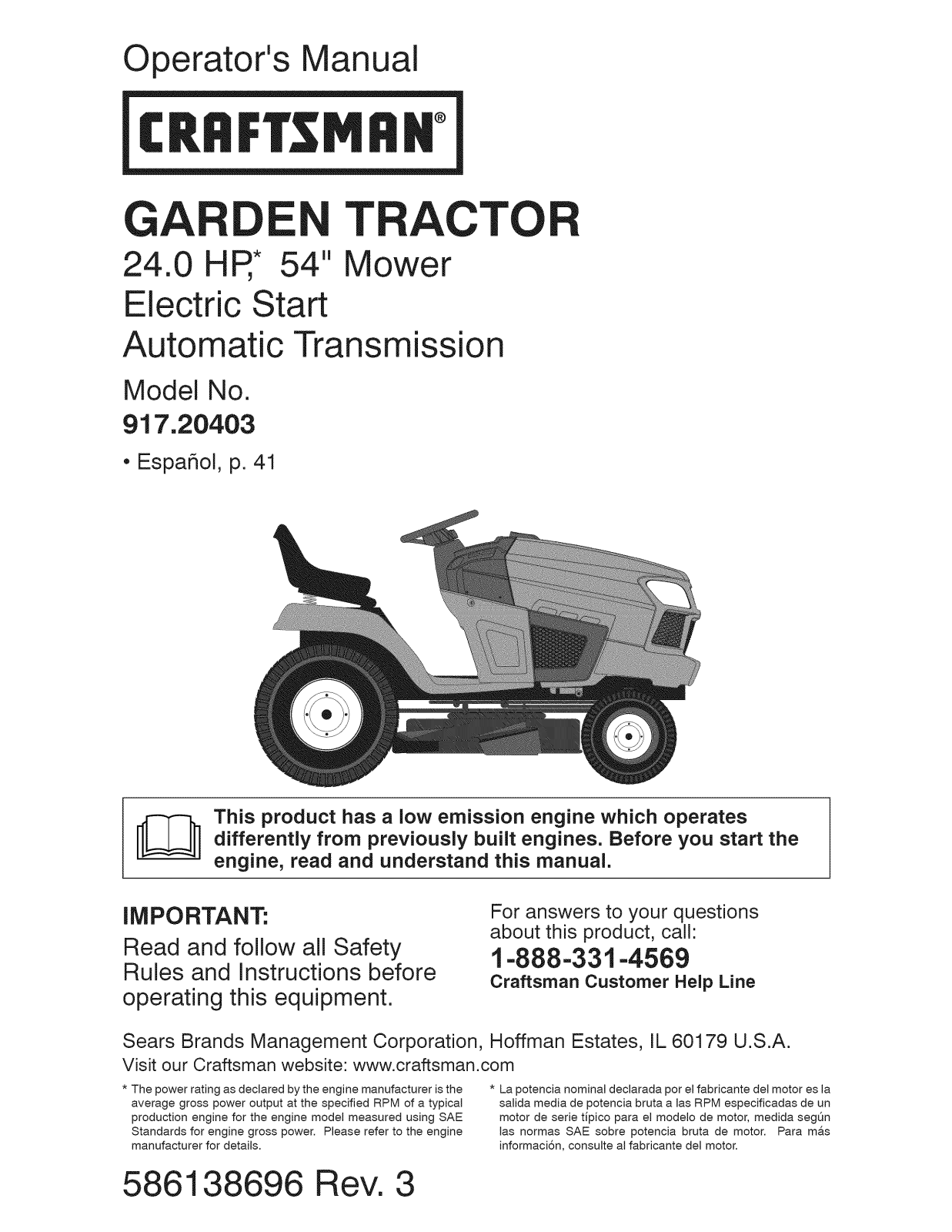 Craftsman 917204030 Owner’s Manual