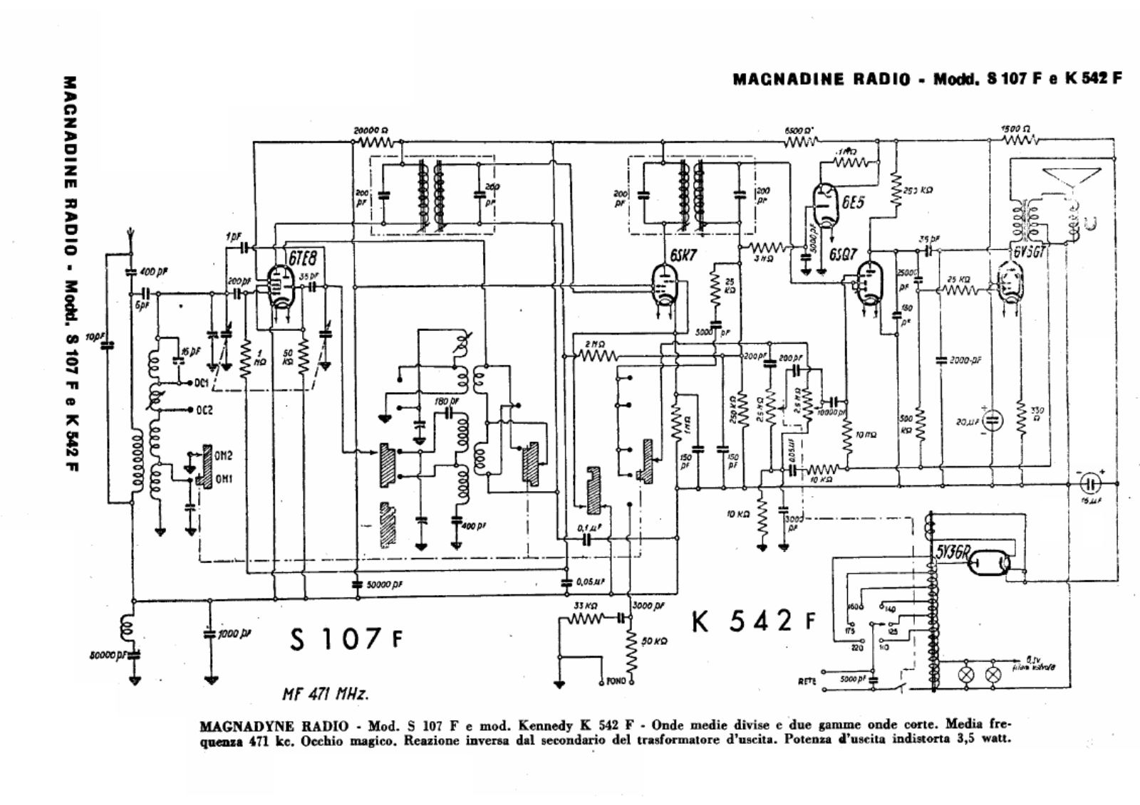 Magnadyne s107f, k542f schematic