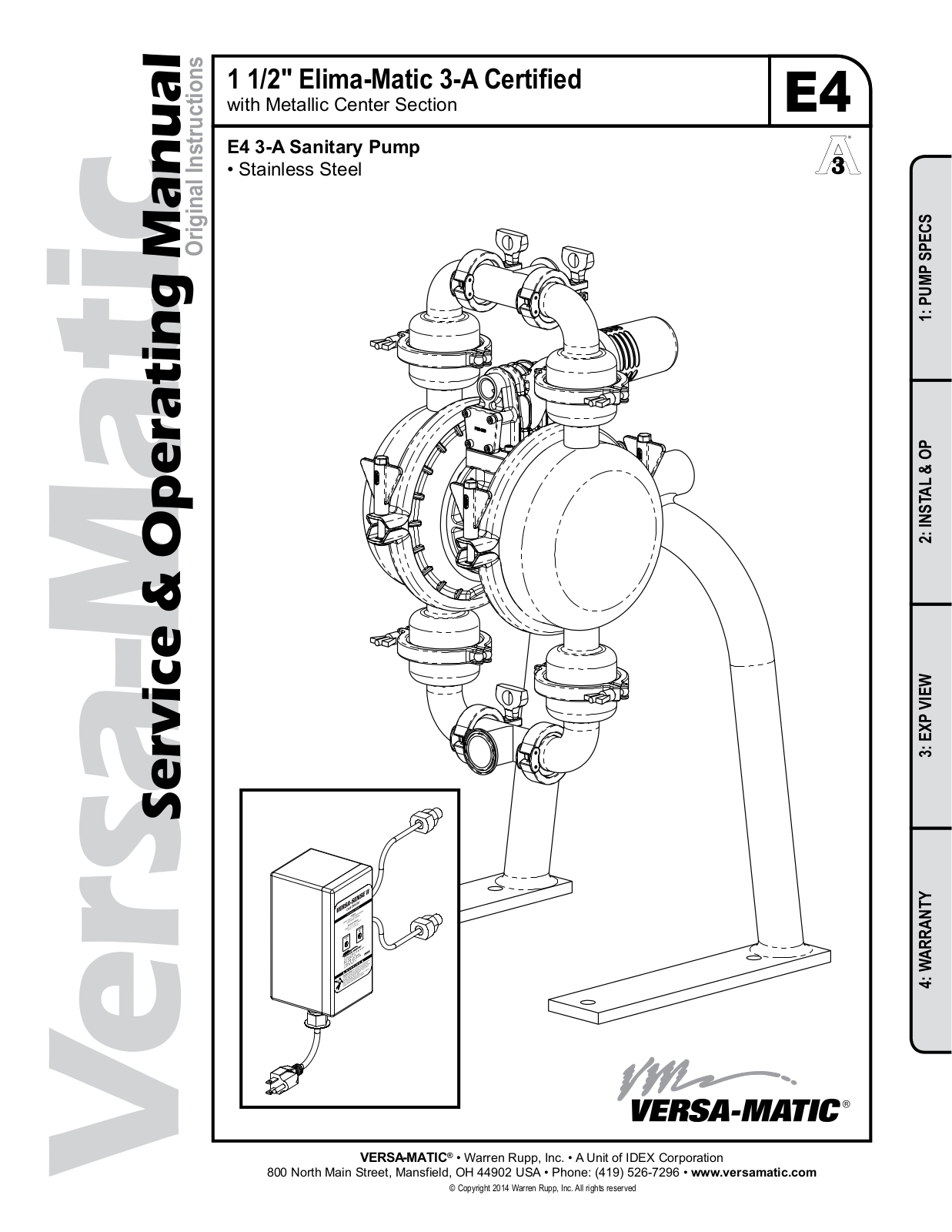 Versa-Matic 1 1/2 Elima-Matic 3-A Certified User Manual