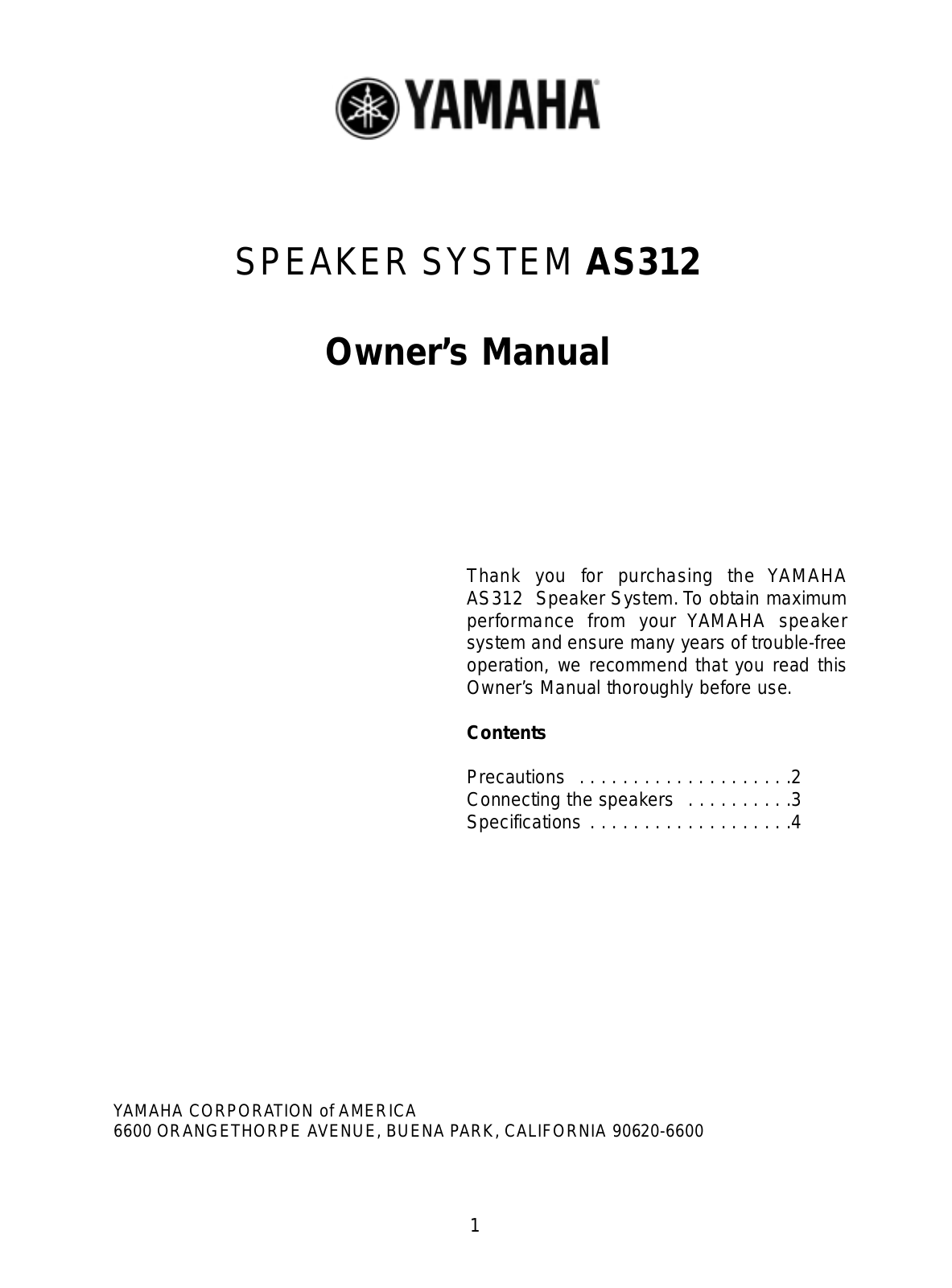 Yamaha AS312 User Manual