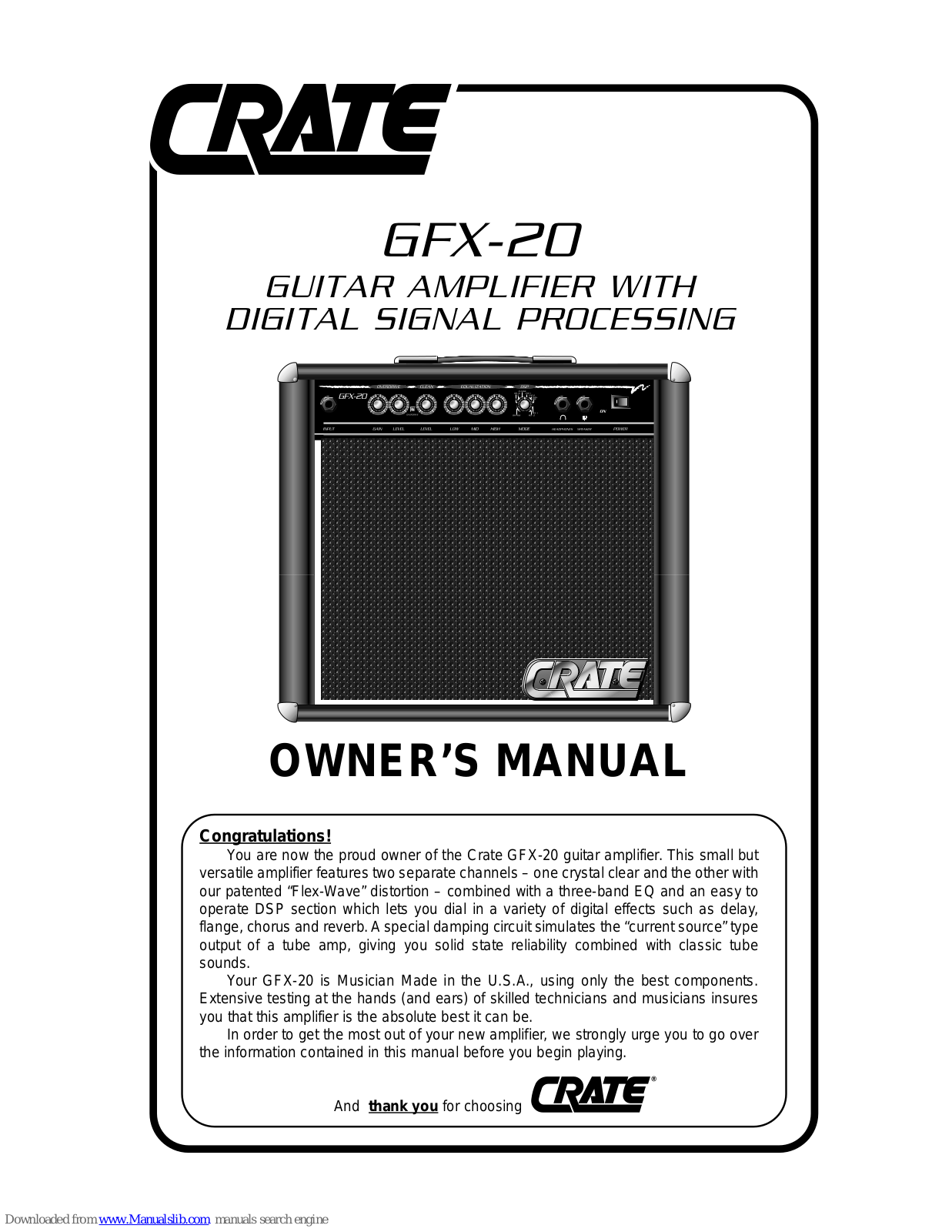 Crate GFX-20 Owner's Manual