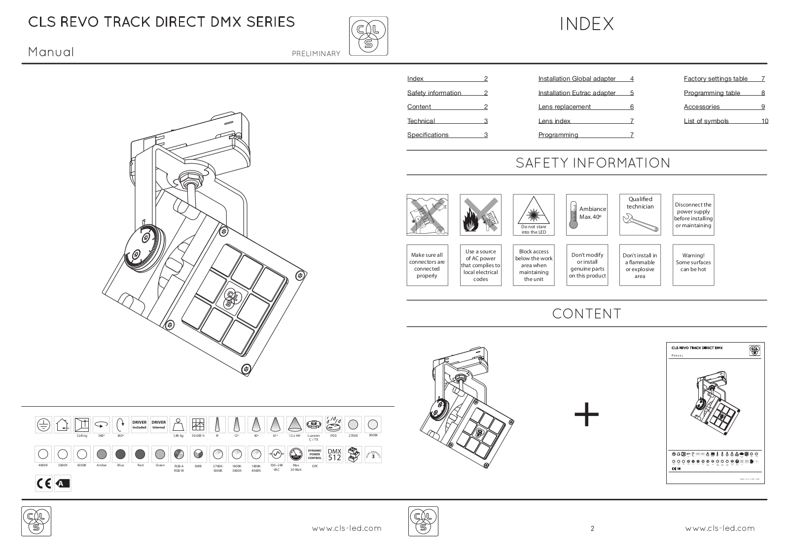 CLS REVO TRACK DIRECT DMX SERIES User Manual