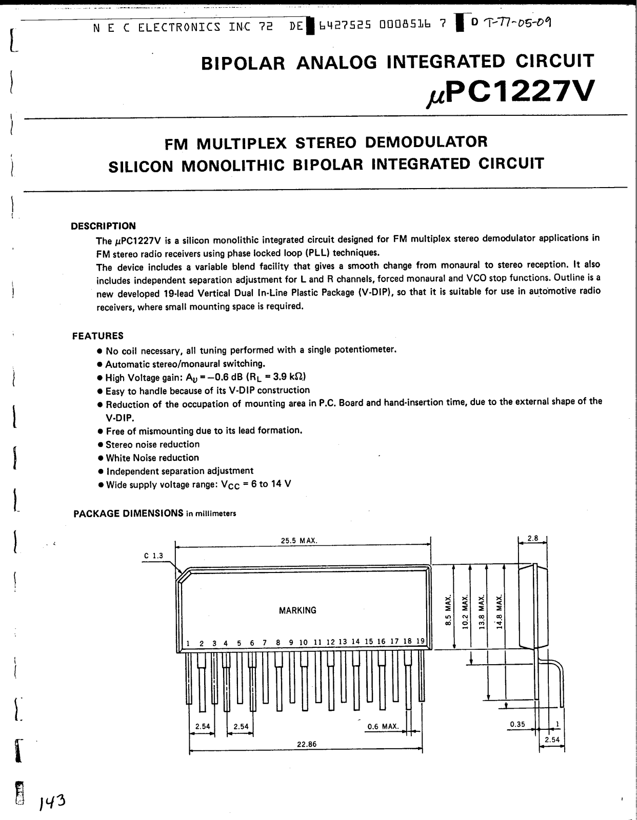Datasheet UPC1227V Specification - ManualMachine.com