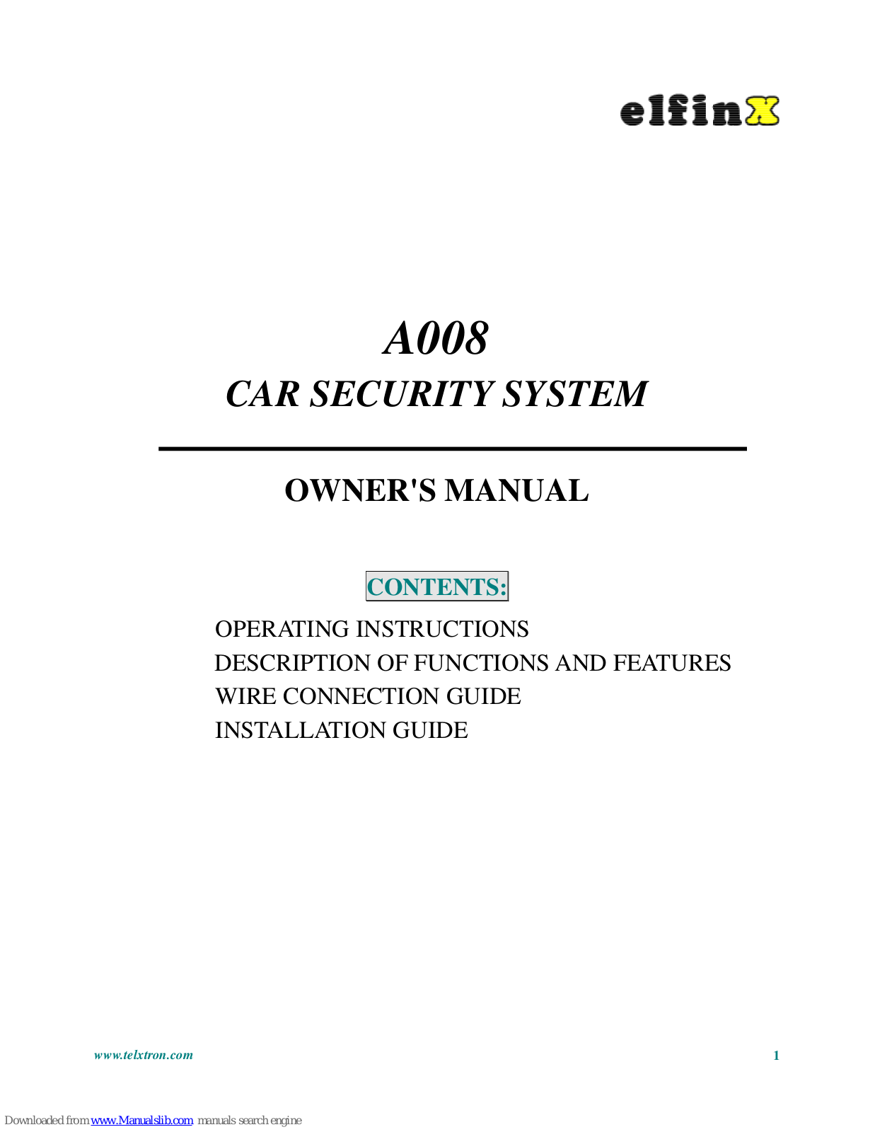 ElfinX A008 Owner's Manual - ManualMachine.com