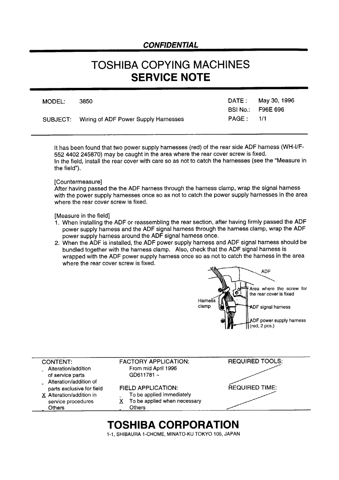 Toshiba f96e696 Service Note