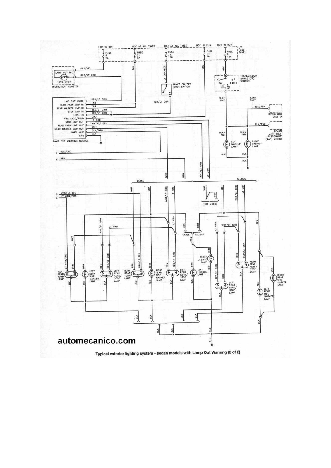 FORD Taurus 9-29 dtaur9 Diagram