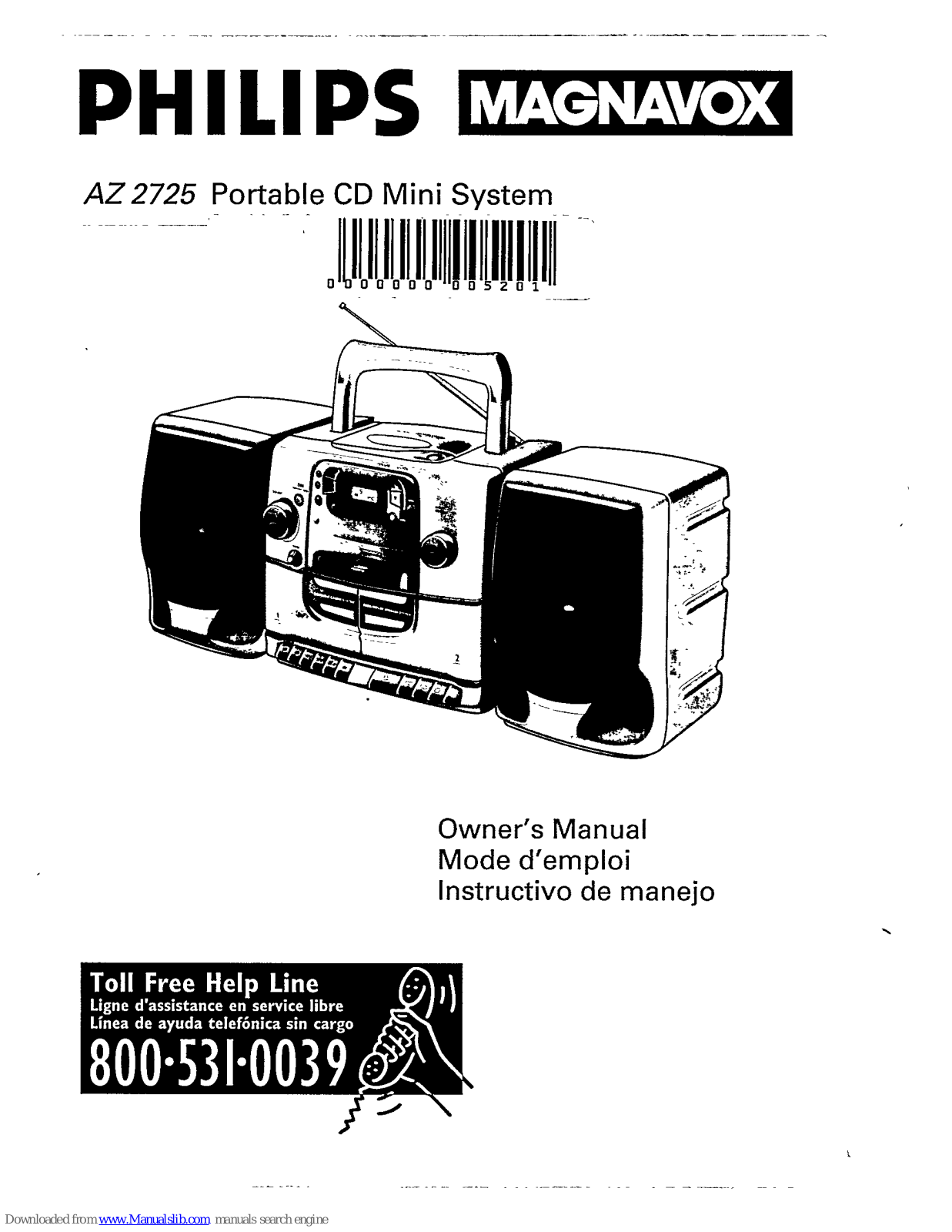 Philips/Magnavox AZ2725/17, AZ2725 Owner's Manual