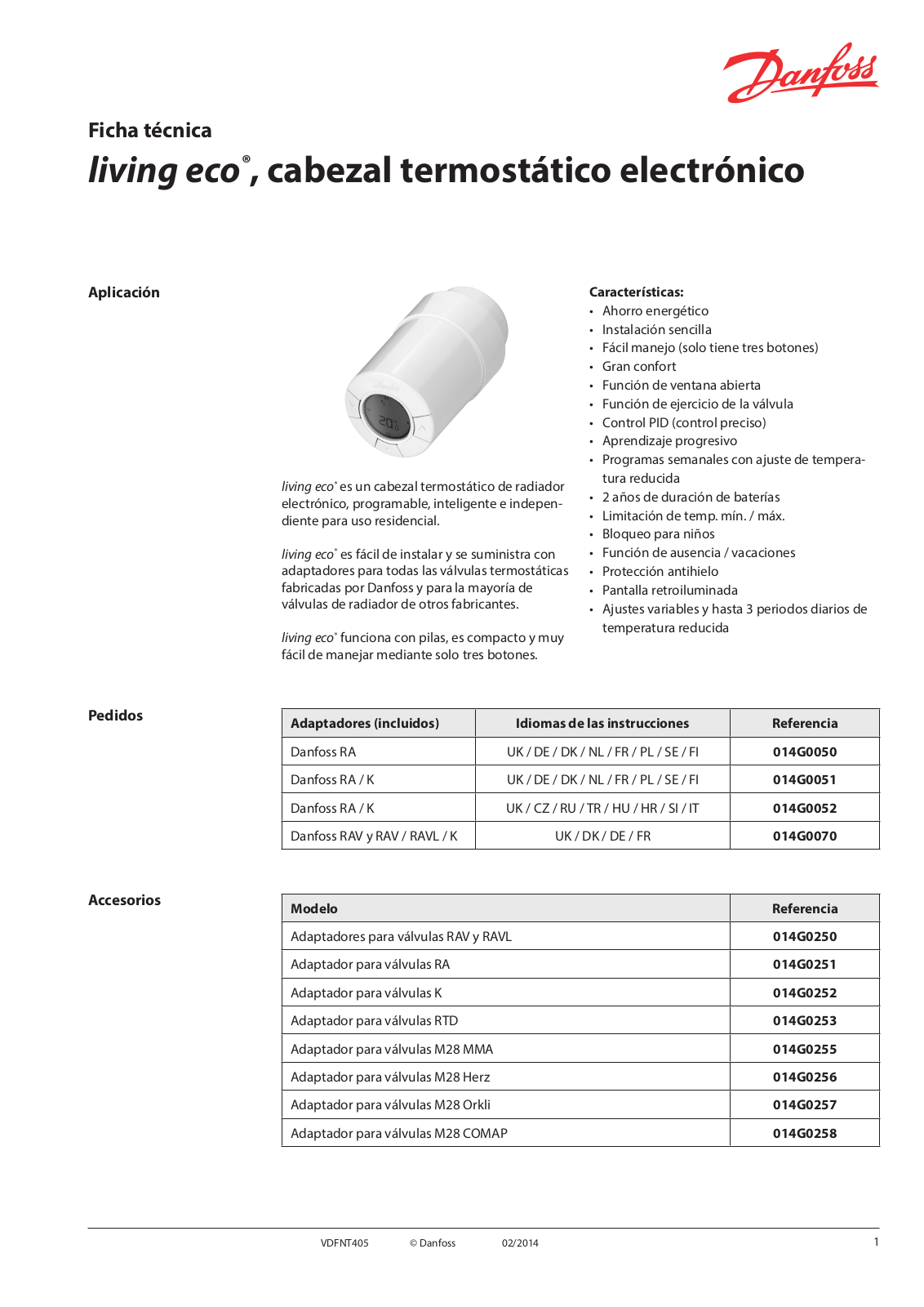 Danfoss living eco Data sheet