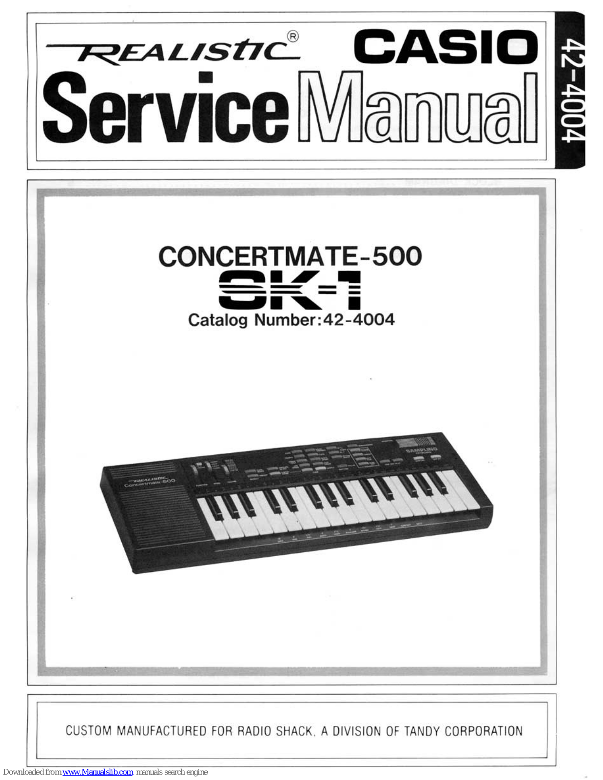 Casio Realistic Concertmate-500 SK-1 Service Manual