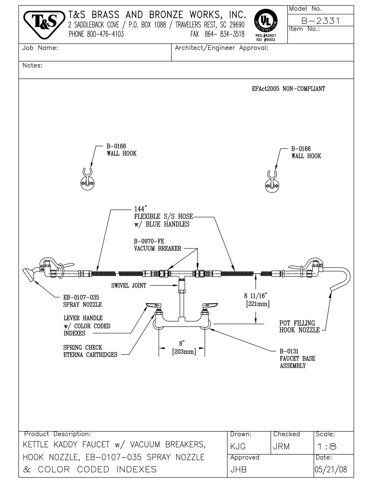 T & S Brass & Bronze Works B-2331 General Manual