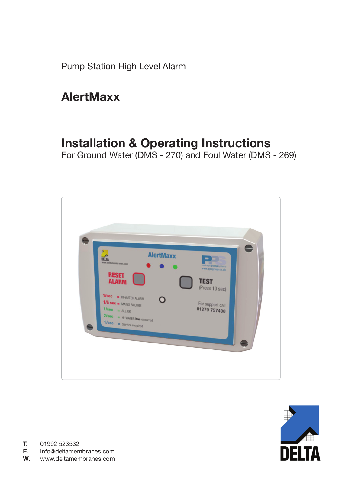 Delta AlertMaxx DMS-270, AlertMaxx DMS-269 Installation & Operating Instructions Manual