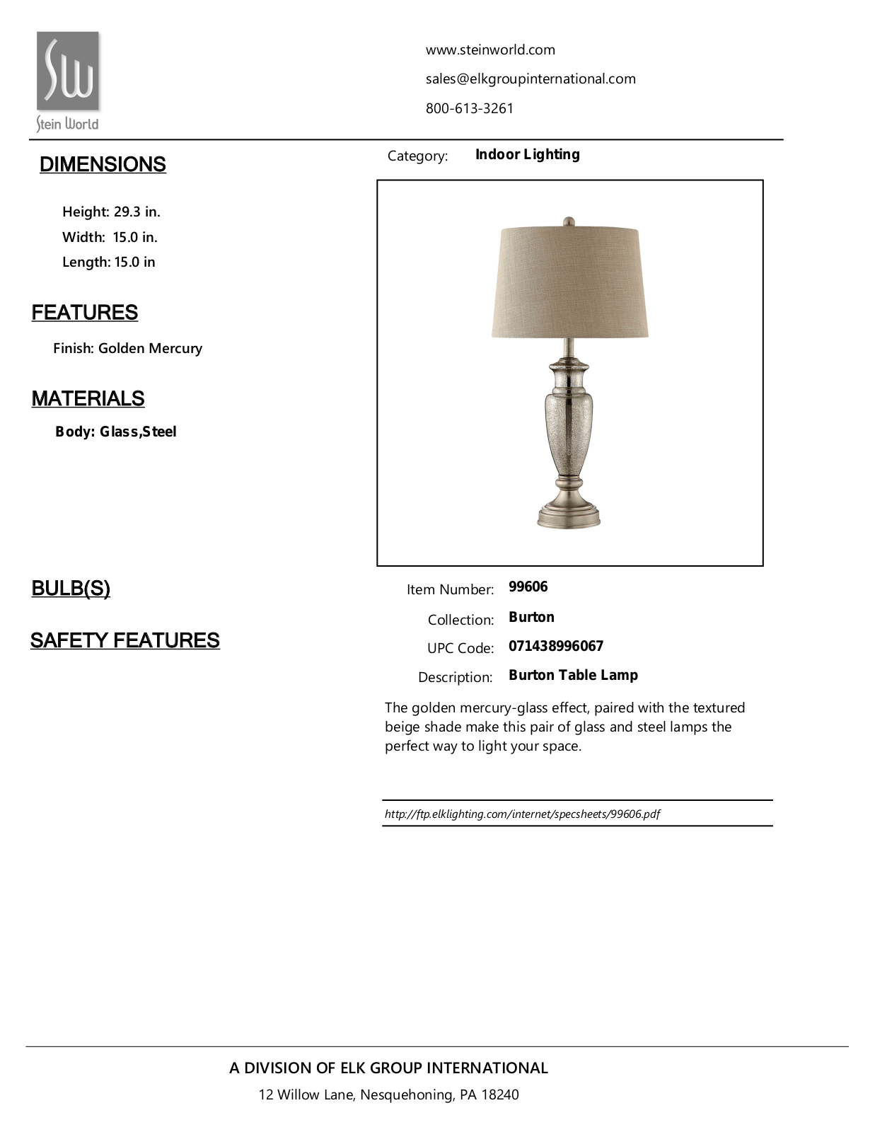 Stein World 99606 Specifications - ManualMachine.com