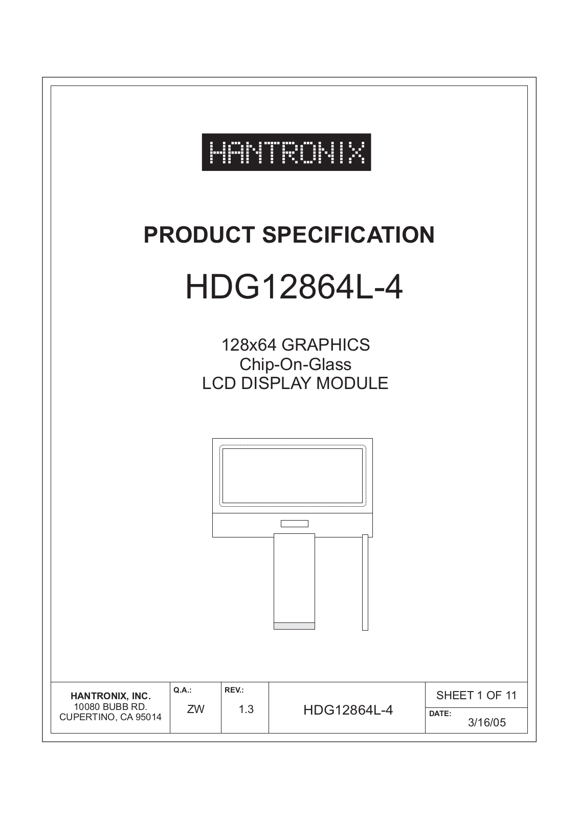 HANTRONIX HDG12864L-4 Datasheet