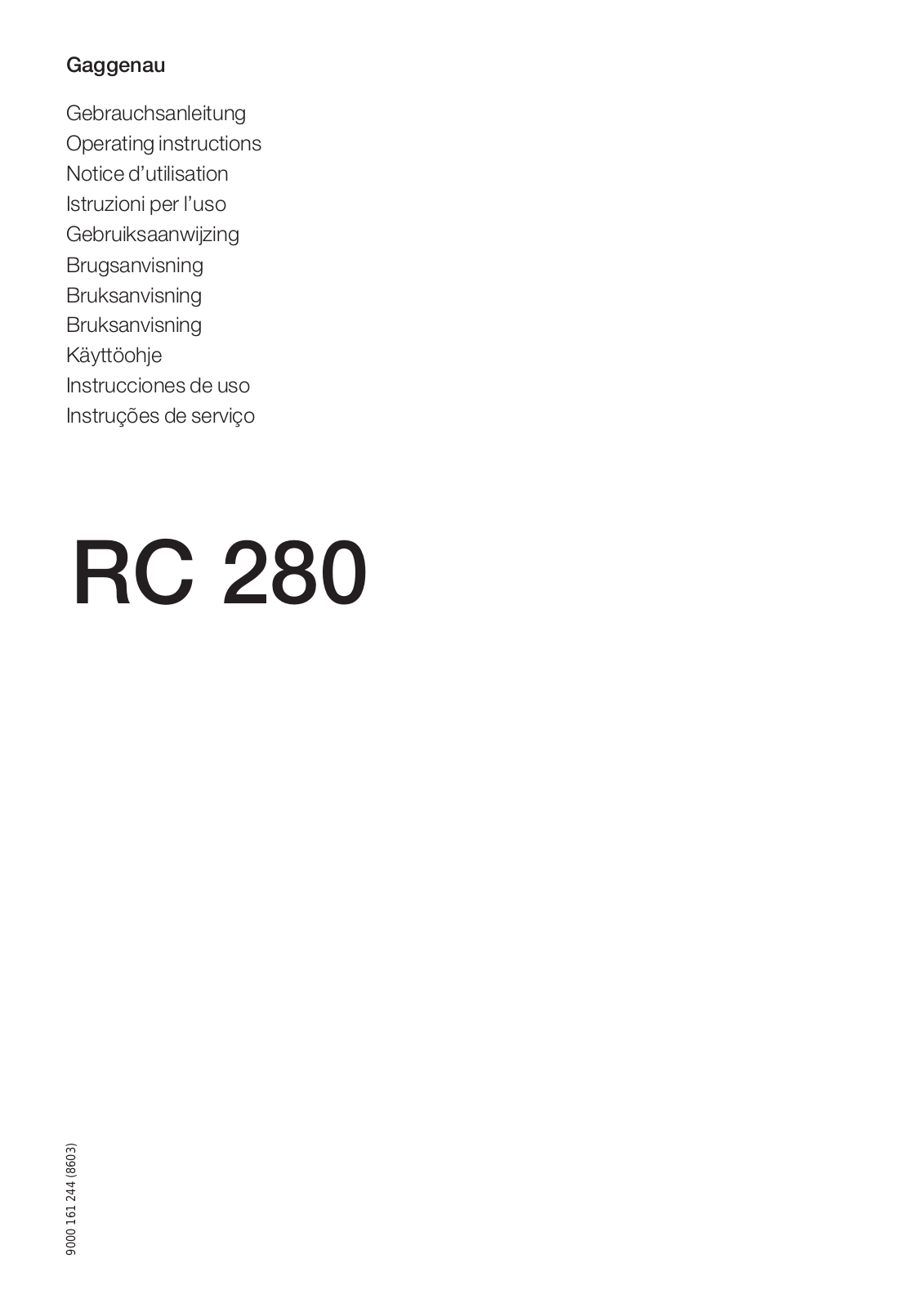 GAGGENAU RC 280, RC280200 User Manual