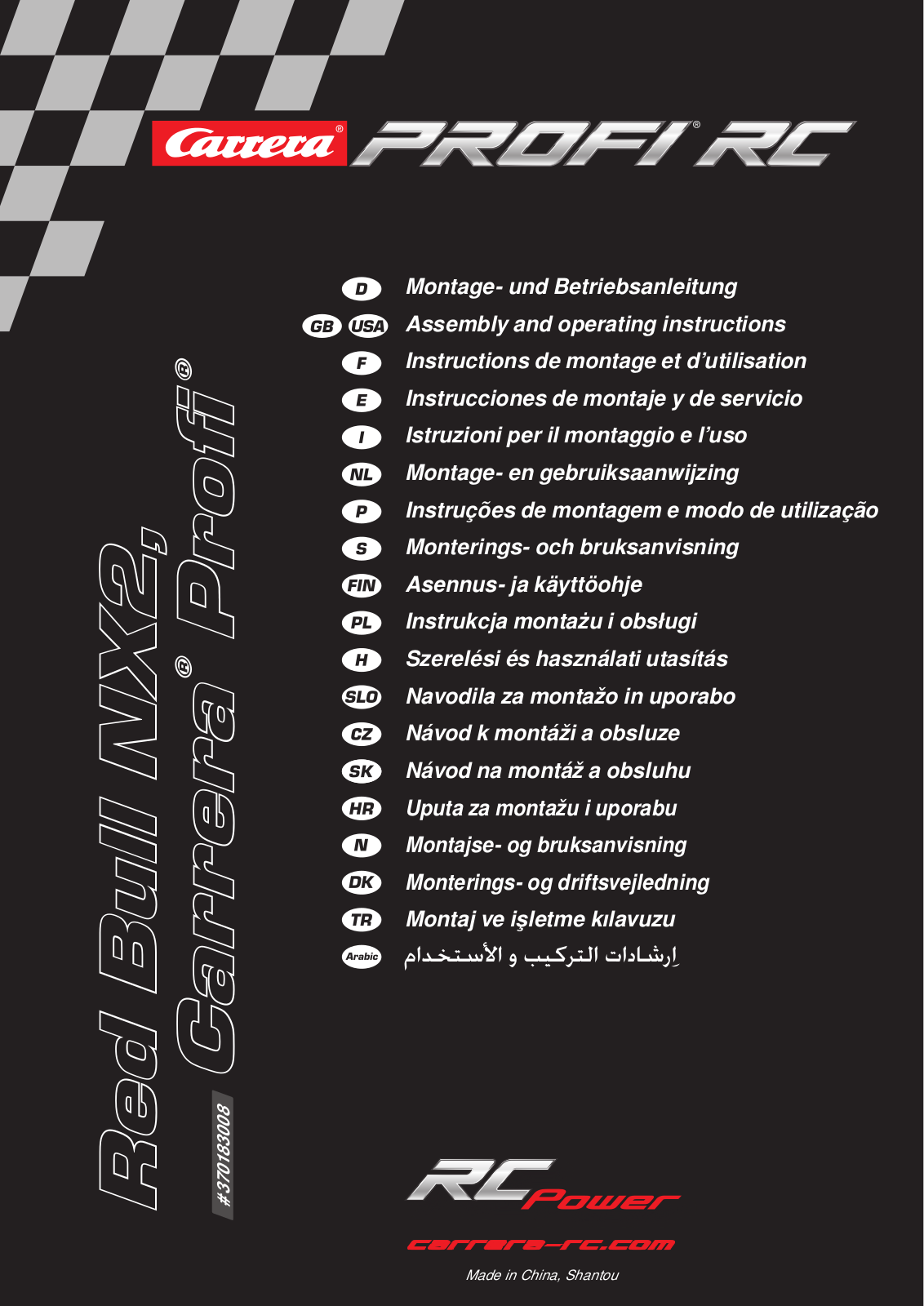 Carrera RC 370183008 Assembly and Operating Instructions