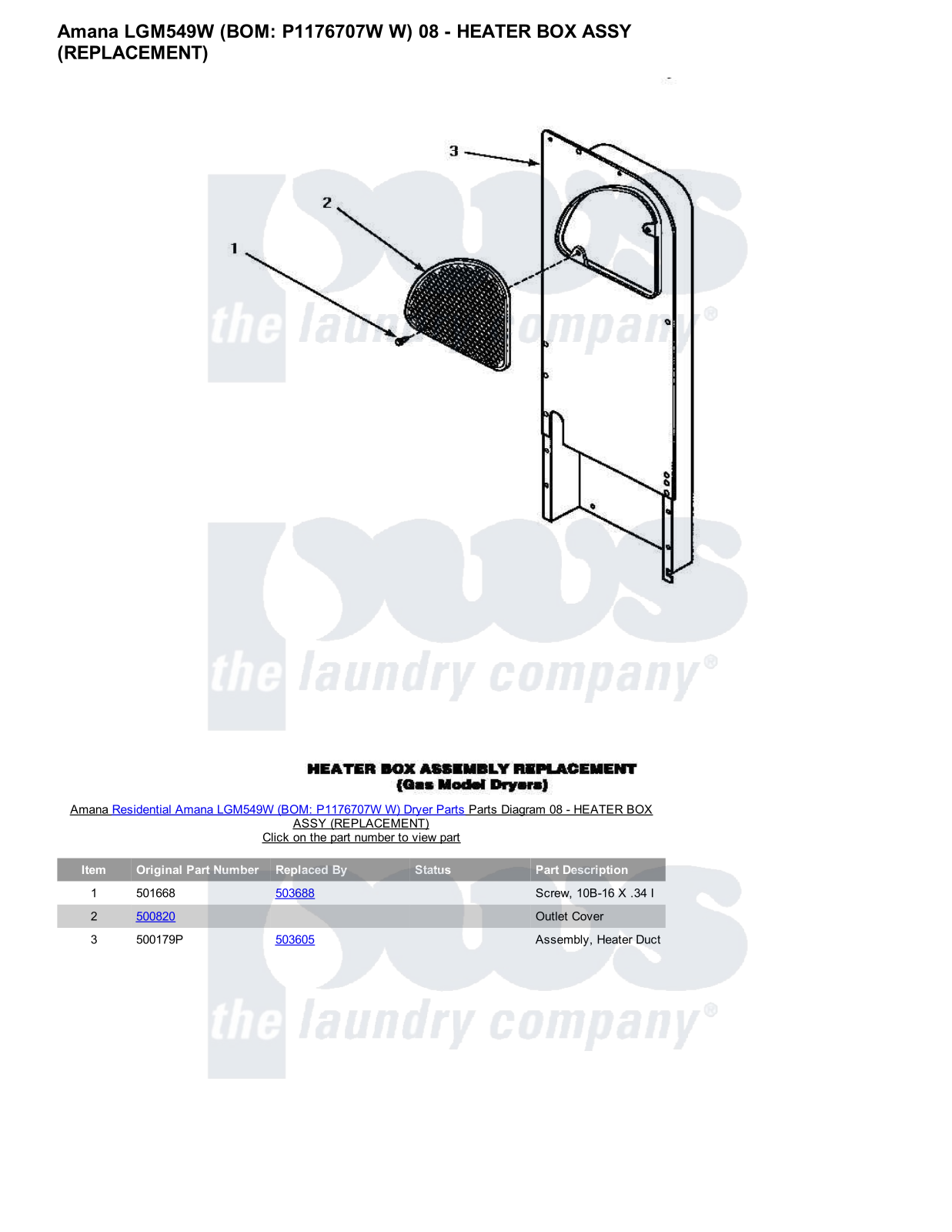 Amana LGM549W Parts Diagram