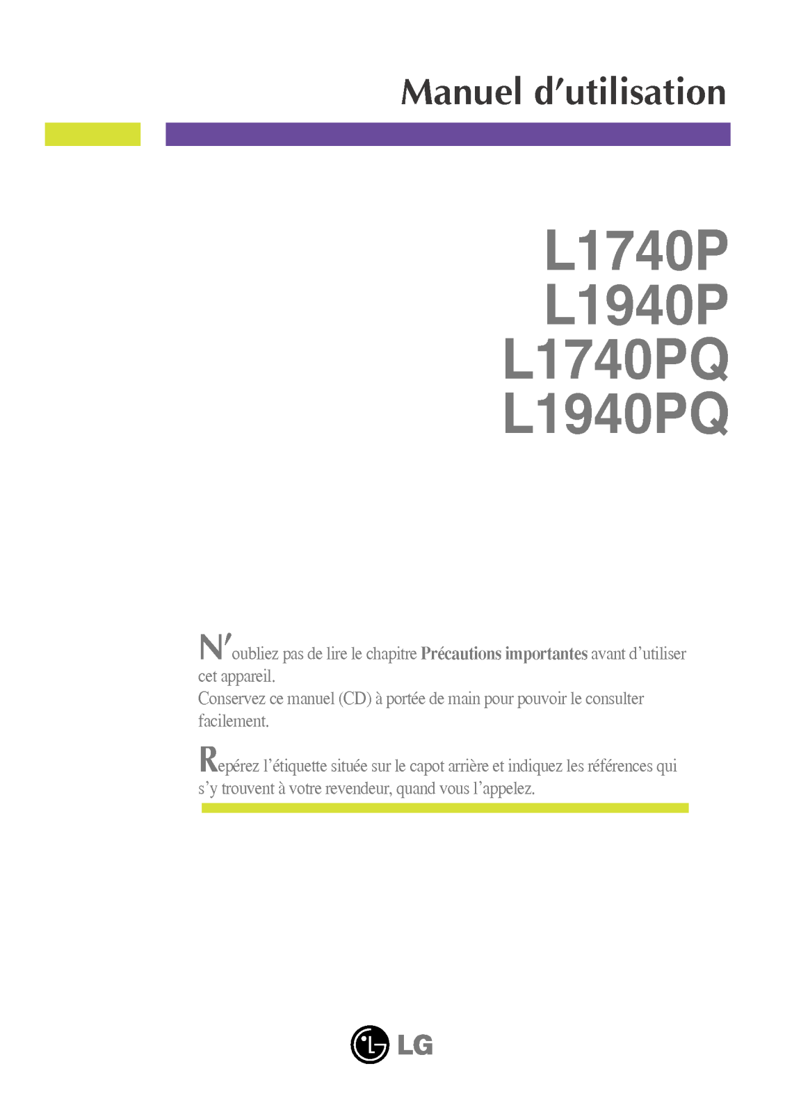 LG L1740PQC User Manual