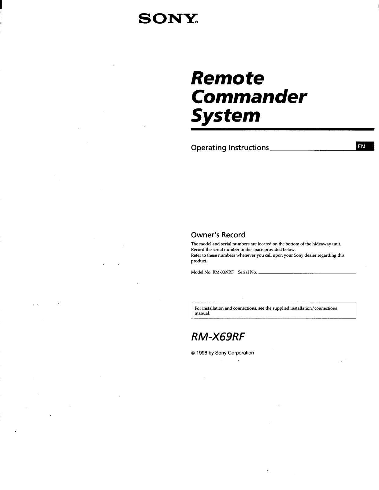 Sony RM-X69RF User Manual