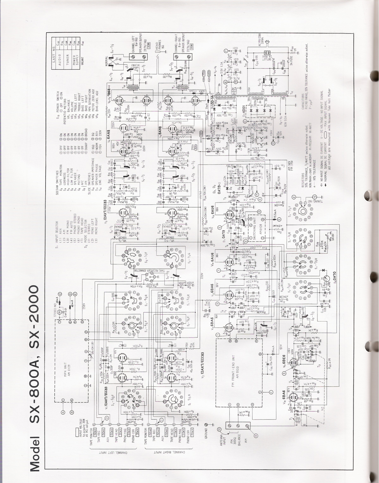 Pioneer SX-800-A Schematic