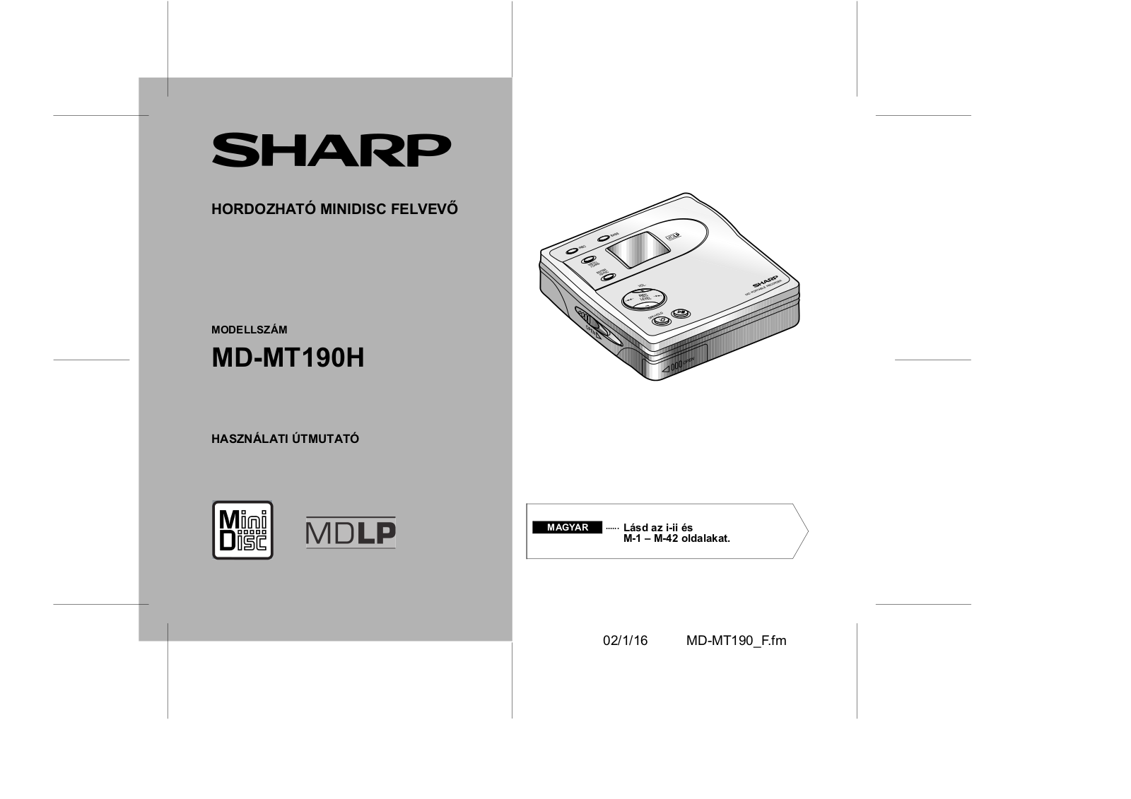 Sharp MD-MT190H User Manual