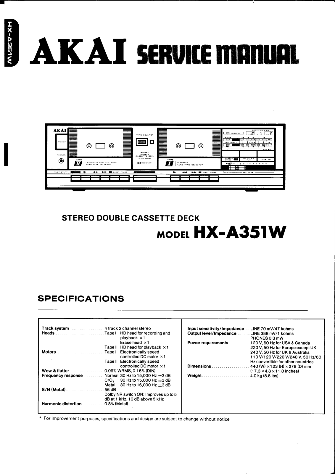 Akai HX-A351W Service Manual