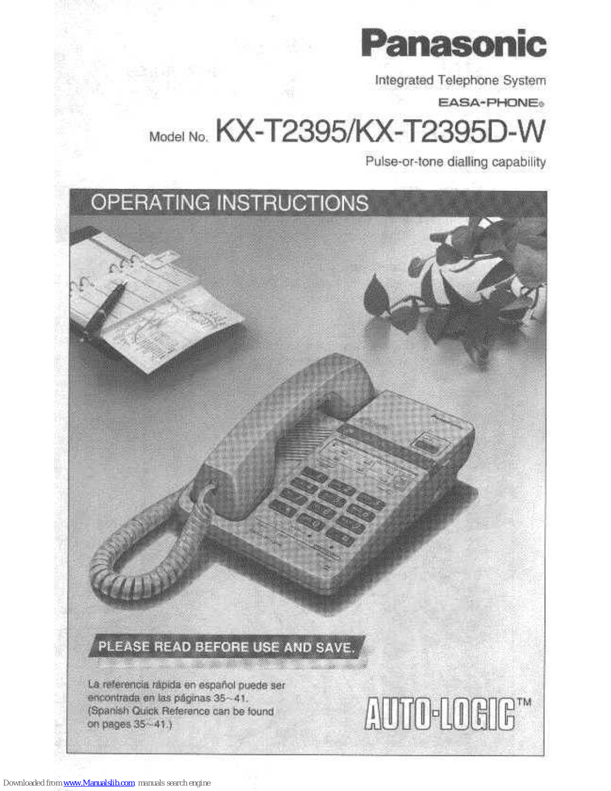 Panasonic KX-T2395, KX-T2395DW, Easa-Phone KX-T2395, Easa-Phone KX-T2395D-W Operating Instructions Manual