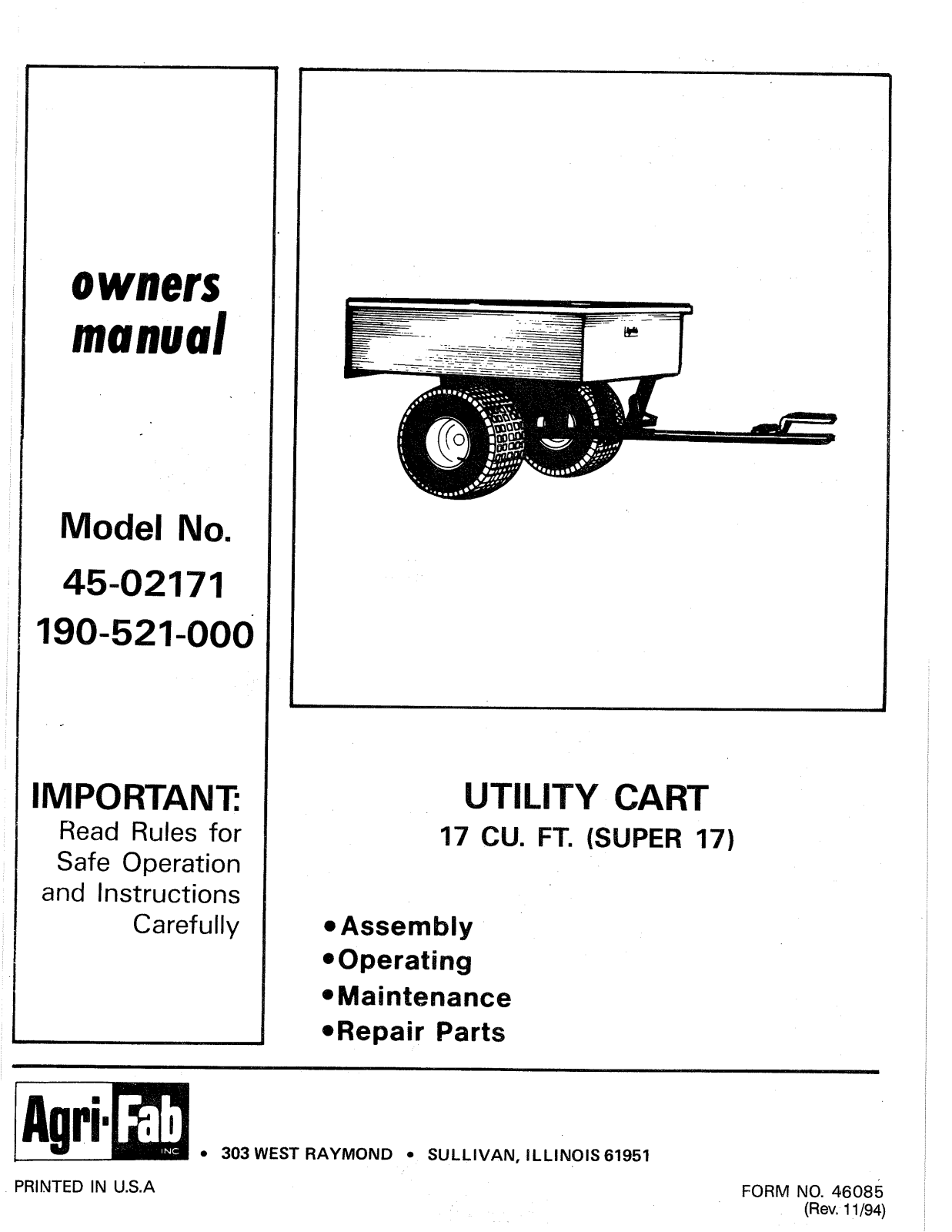 Agri-Fab 45-02171 User Manual