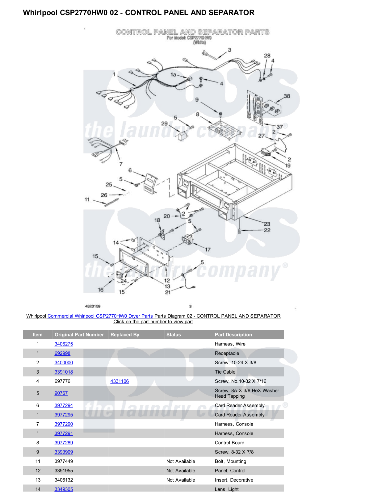 Whirlpool CSP2770HW0 Parts Diagram