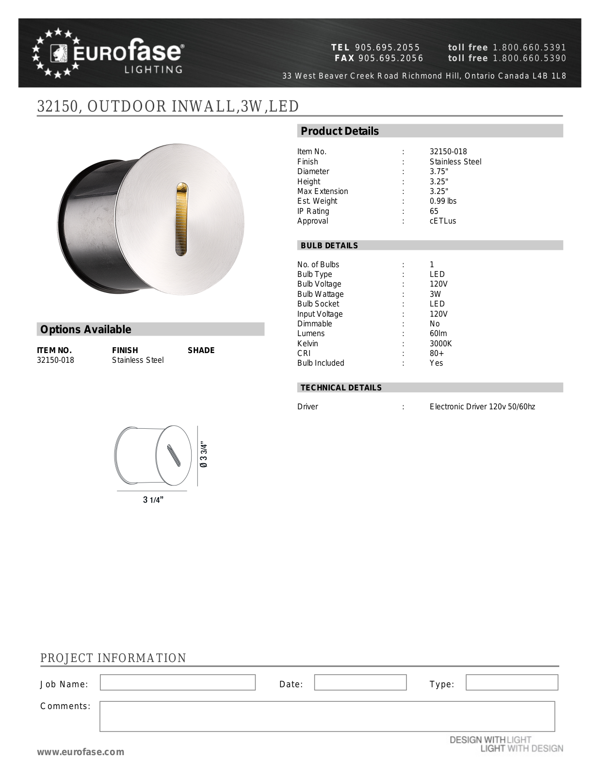 Eurofase XEO4293 Specifications - ManualMachine.com