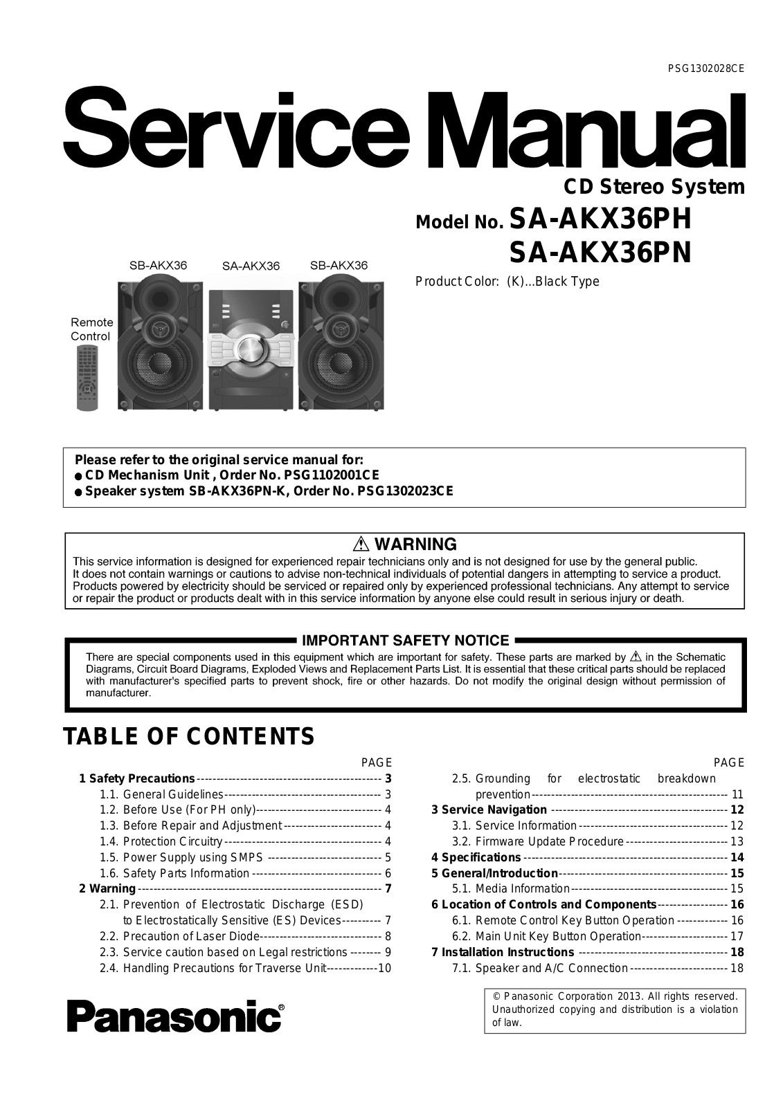 Panasonic SA-AKX36PH_PN, SC-AKX36 Schematic