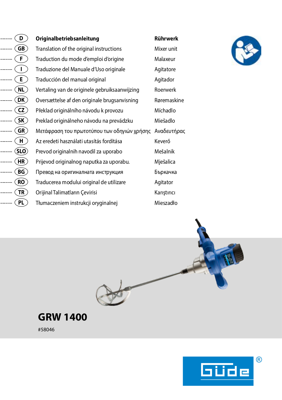 Güde GTW 1400 User Manual