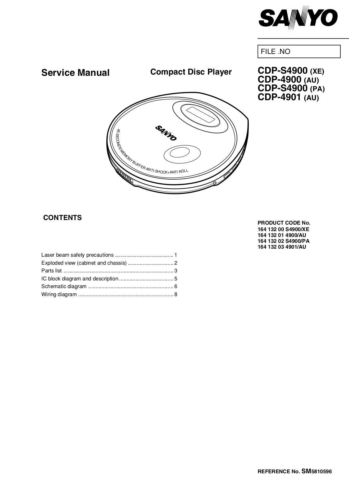 Sanyo CDP-4900, CDP-4901, CDPS-4900 Service manual