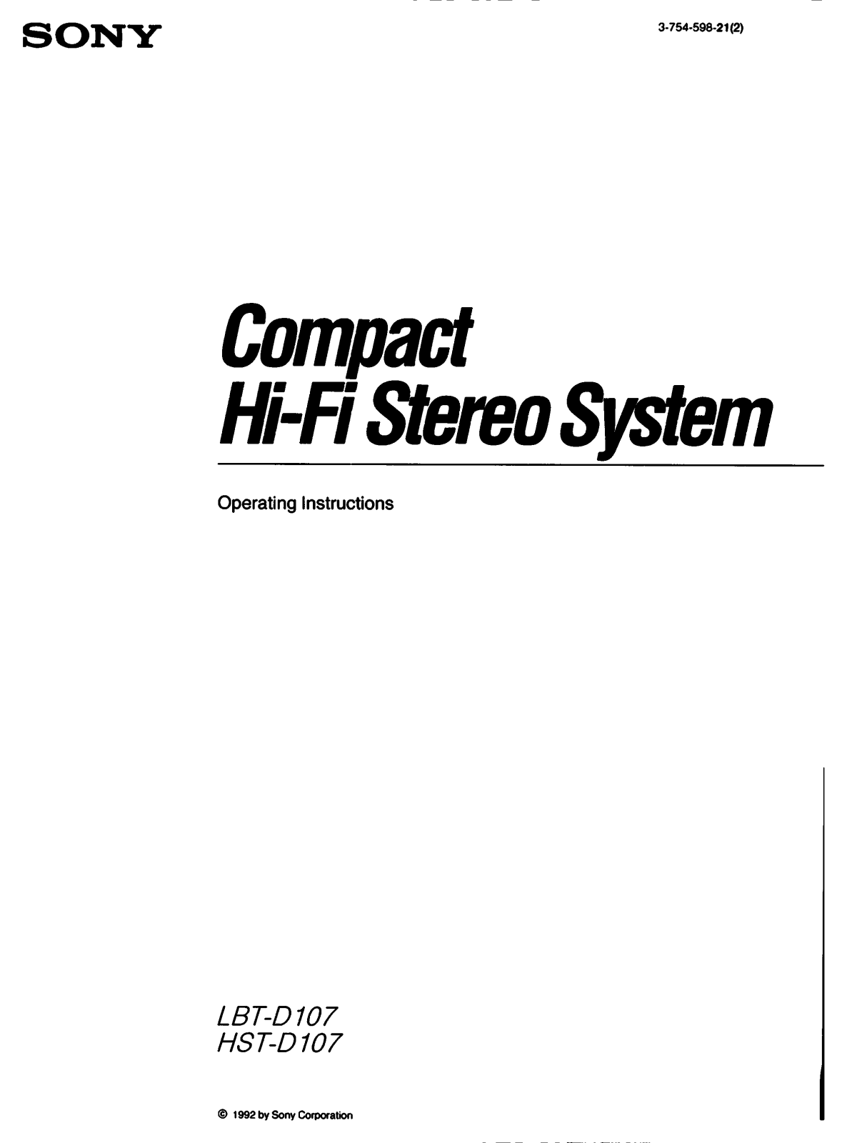 Sony LBT-D107 Operating Instructions