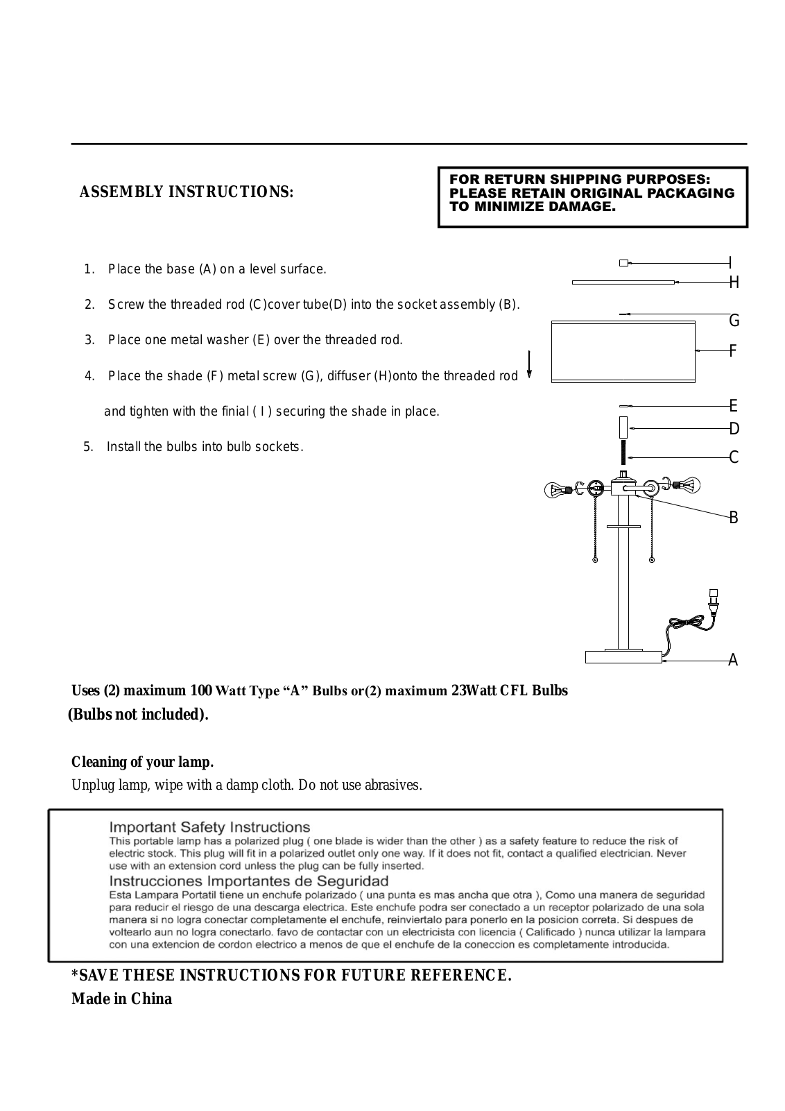 Fleur De Lis Living FDLL4010 Assembly Instructions - ManualMachine.com