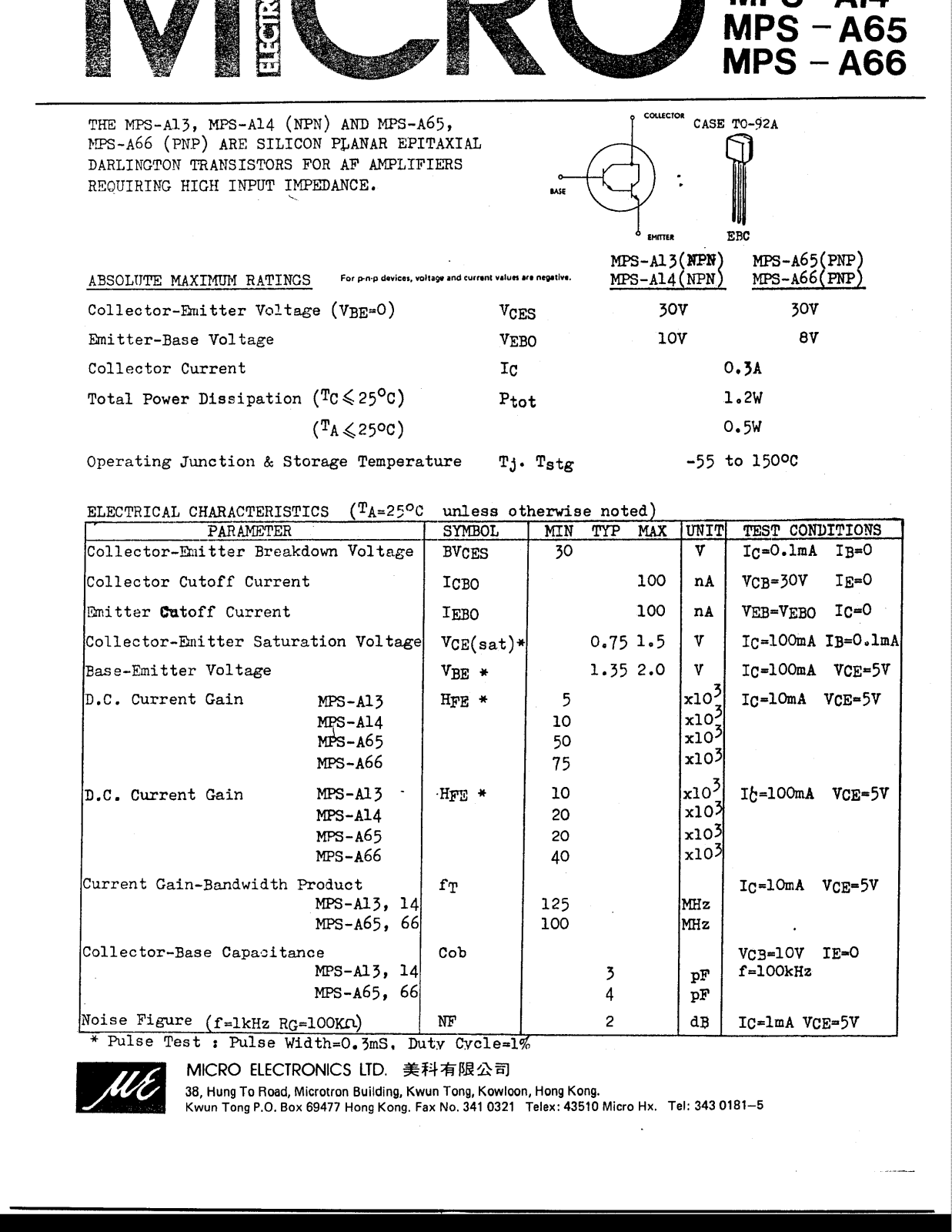 MICRO MPS-A65, MPS-A66, MPS-A13, MPS-A14 Datasheet