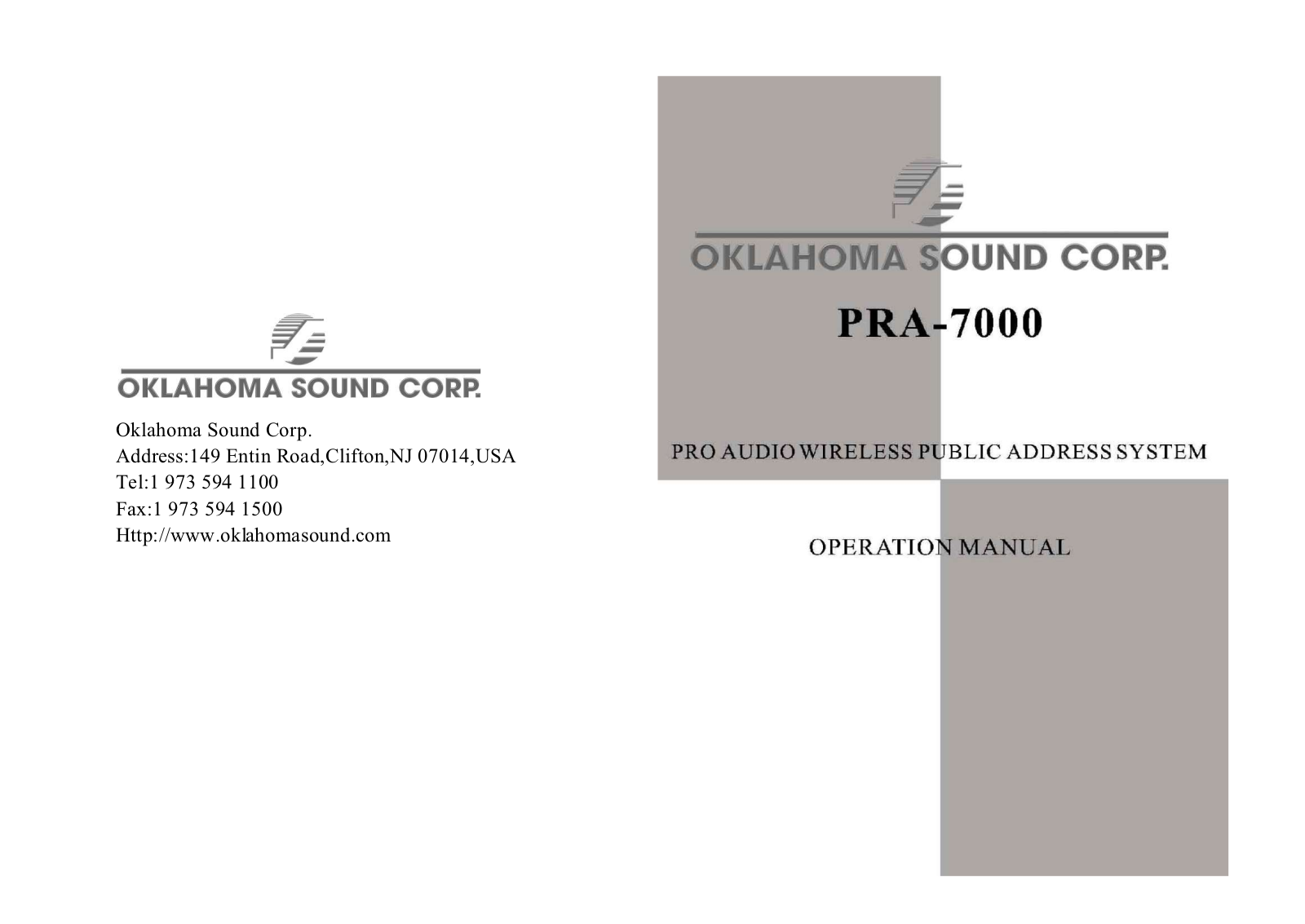 Oklahoma Sound PRA-7000 User Manual