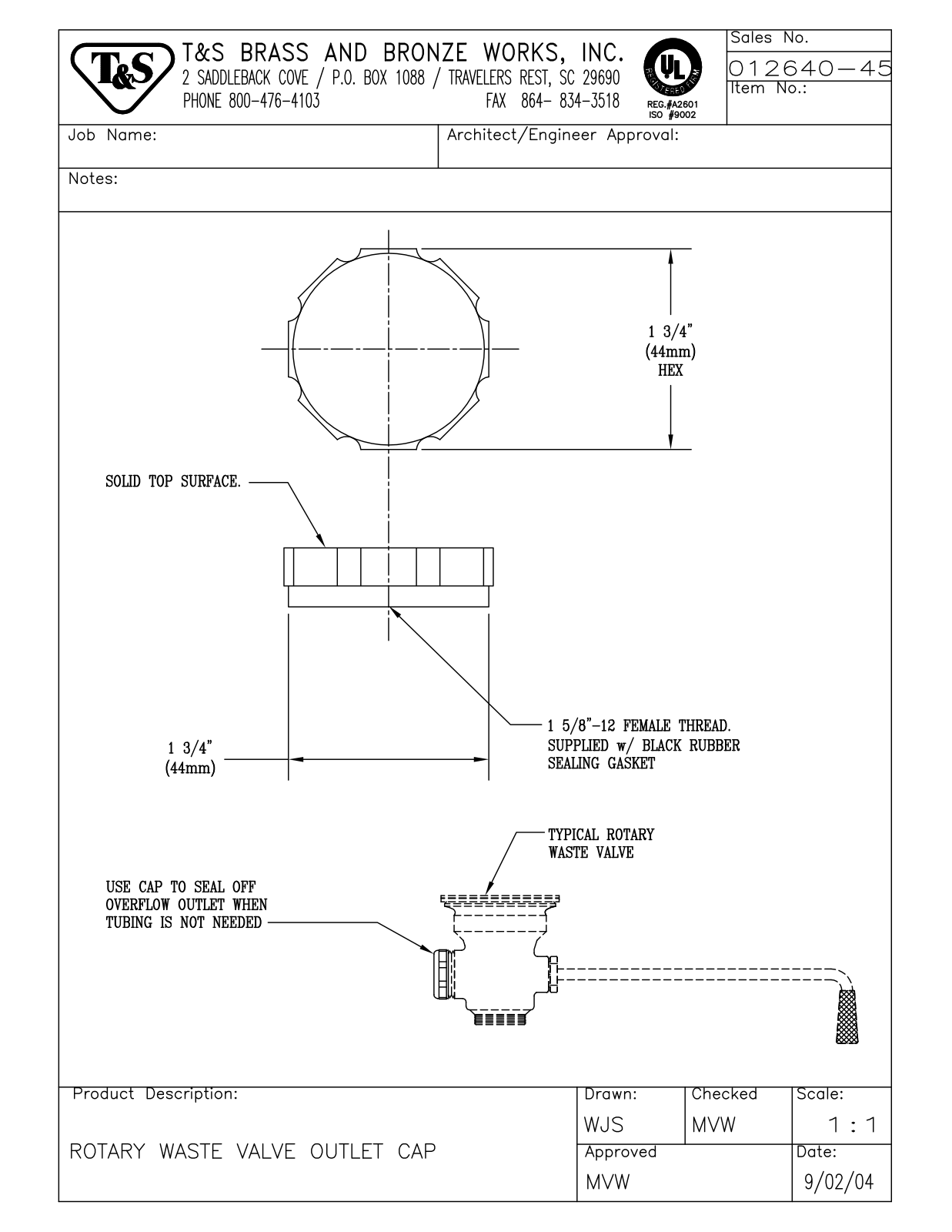 T&S Brass 012640-45 User Manual