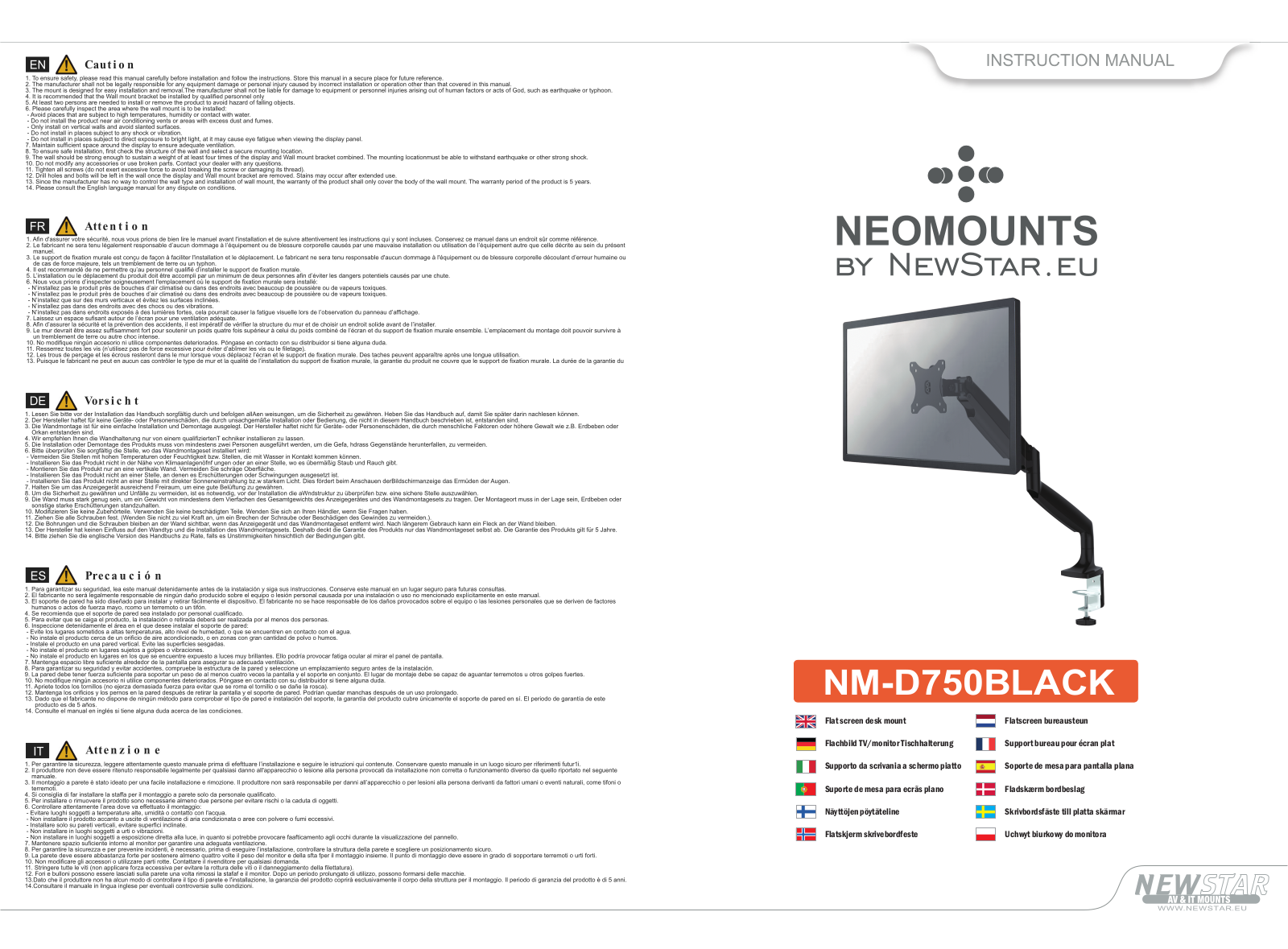 Neomounts NM-D750BLACK User guide