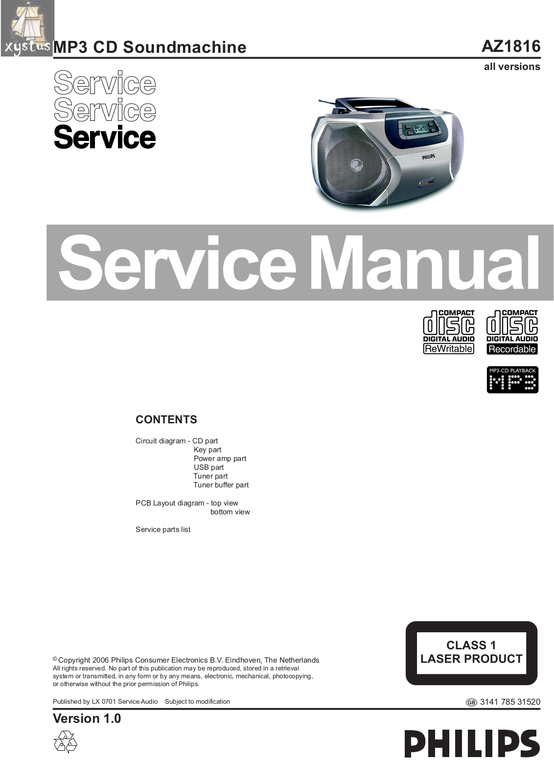 Philips AZ 1816 Service Manual