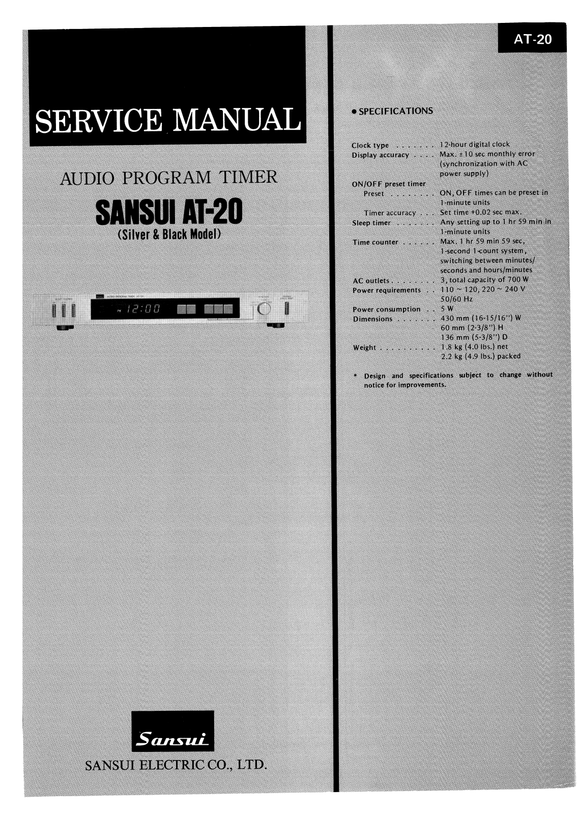 Sansui AT-20 Service manual