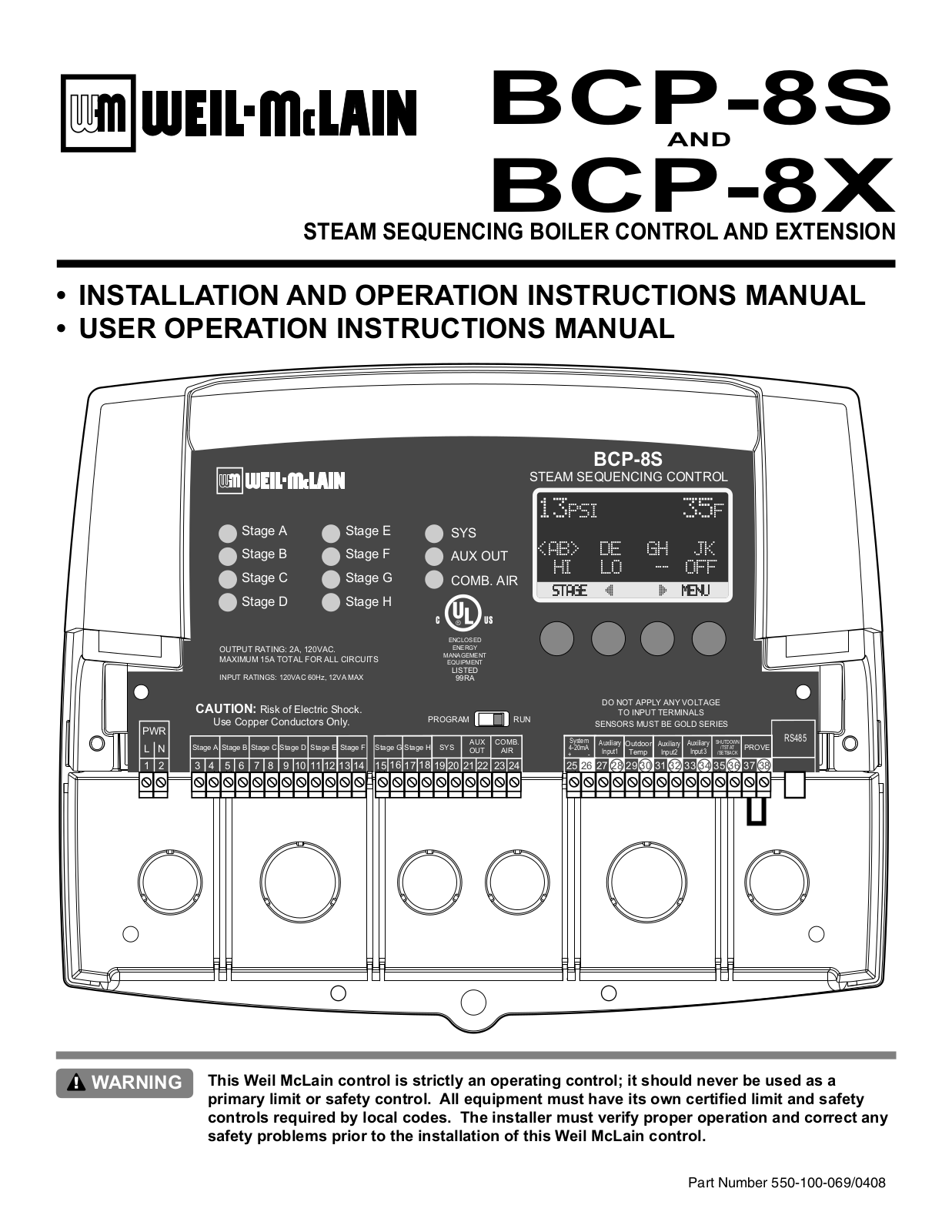 Weil-McLain BCP-8X, BCP-8S User Manual