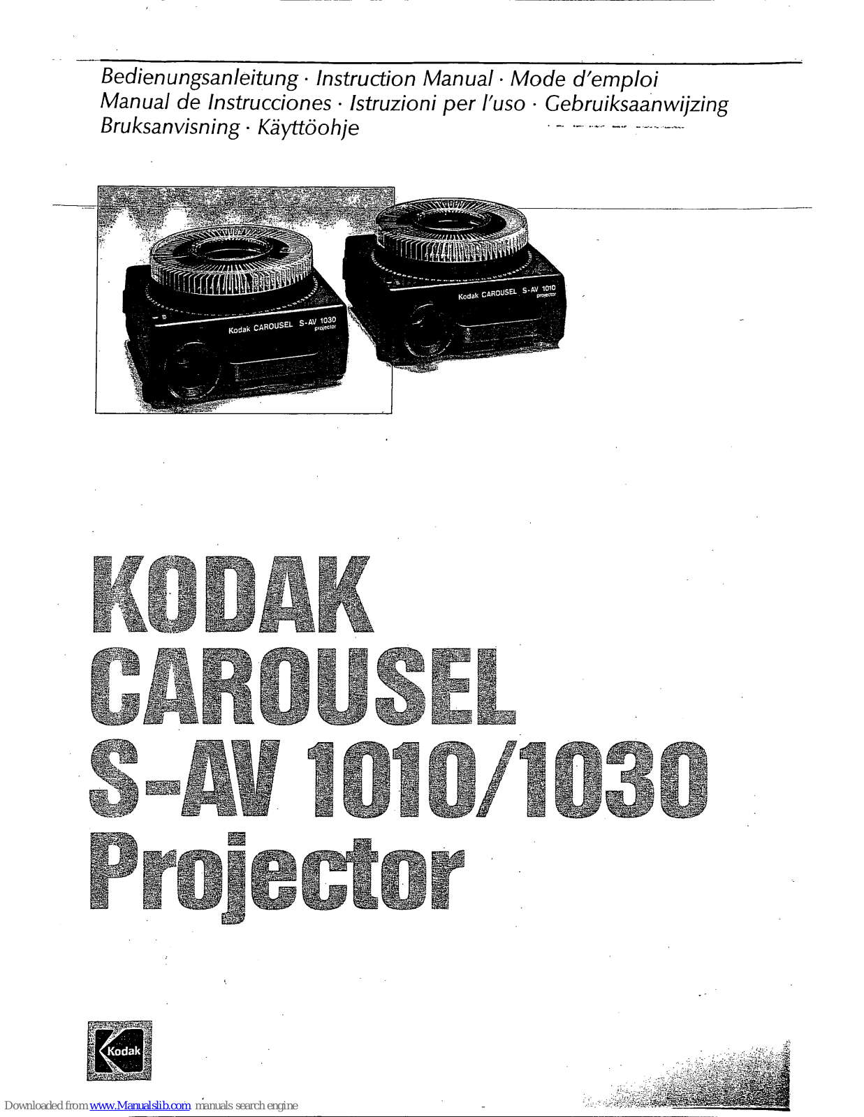 Kodak Carousel S-AV 1010, Carousel S-AV 1030 Instruction Manual