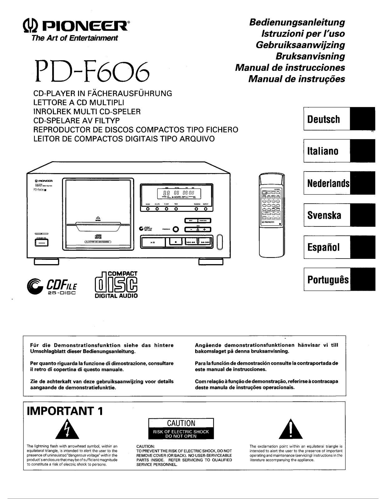 Pioneer PD-F606 Manual